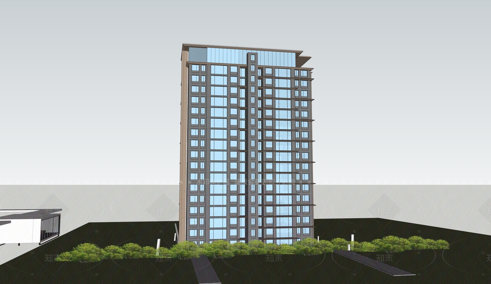 现代高层住宅SU模型下载【ID:1205044820】