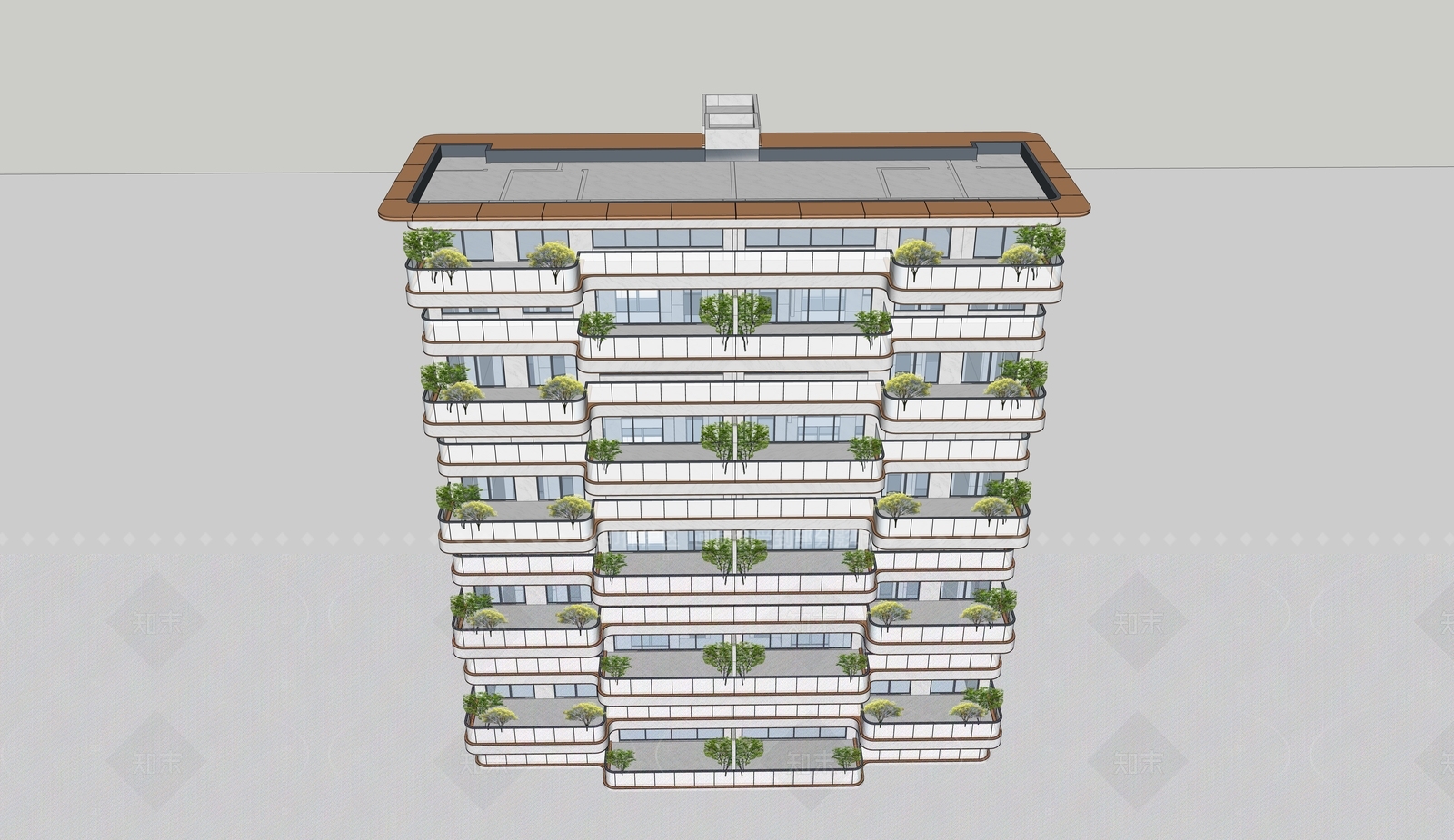 现代高层住宅SU模型下载【ID:1205070055】