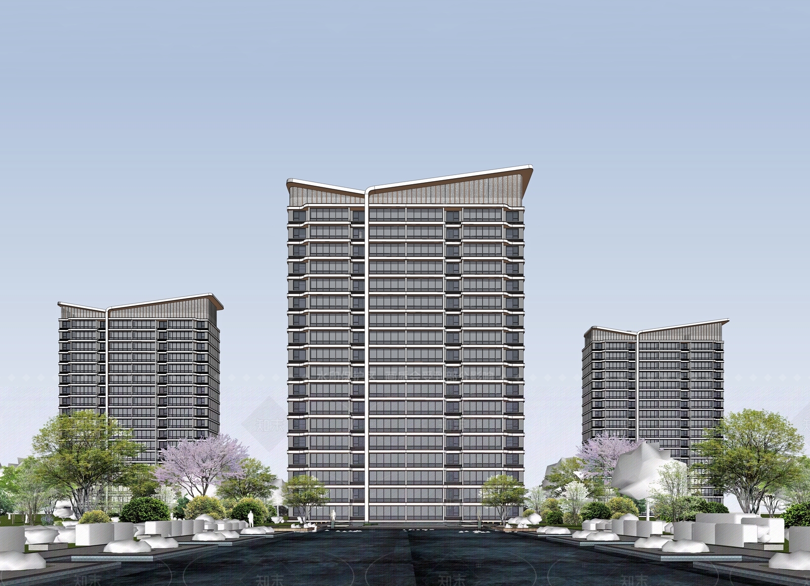 现代高层住宅SU模型下载【ID:1205046882】