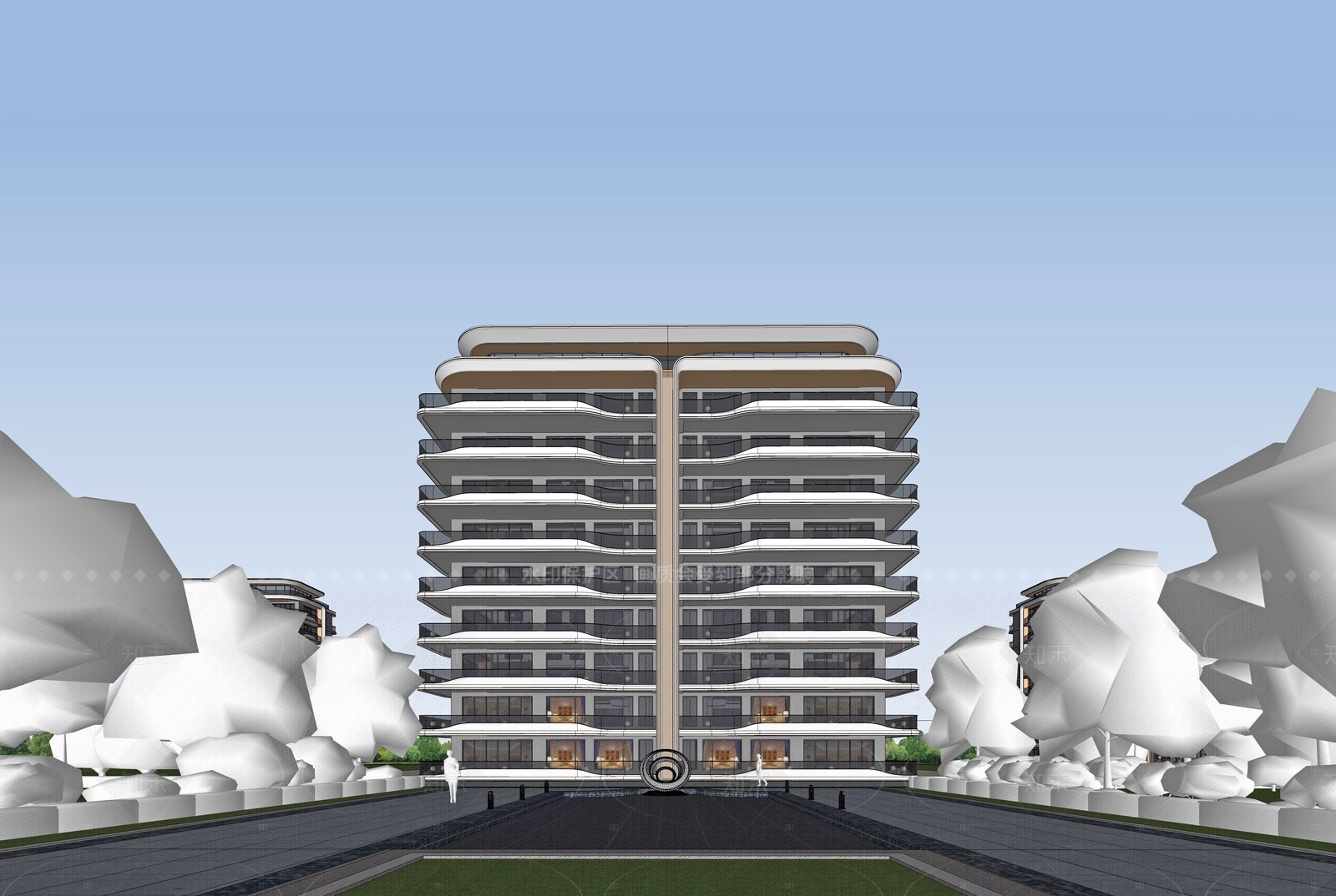 现代多层住宅SU模型下载【ID:1205047717】