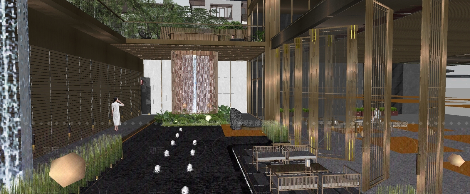 现代小区景观SU模型下载【ID:1205049717】