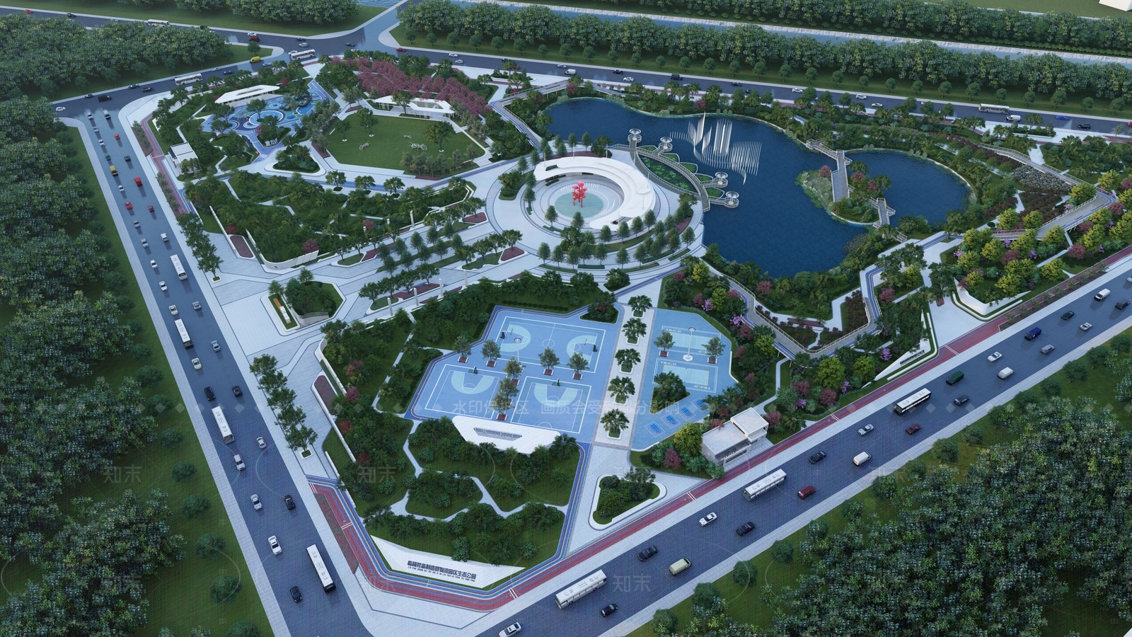 现代新中式景观公园SU模型下载【ID:1205050350】