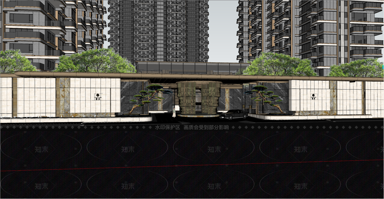 现代小区景观SU模型下载【ID:1205051202】