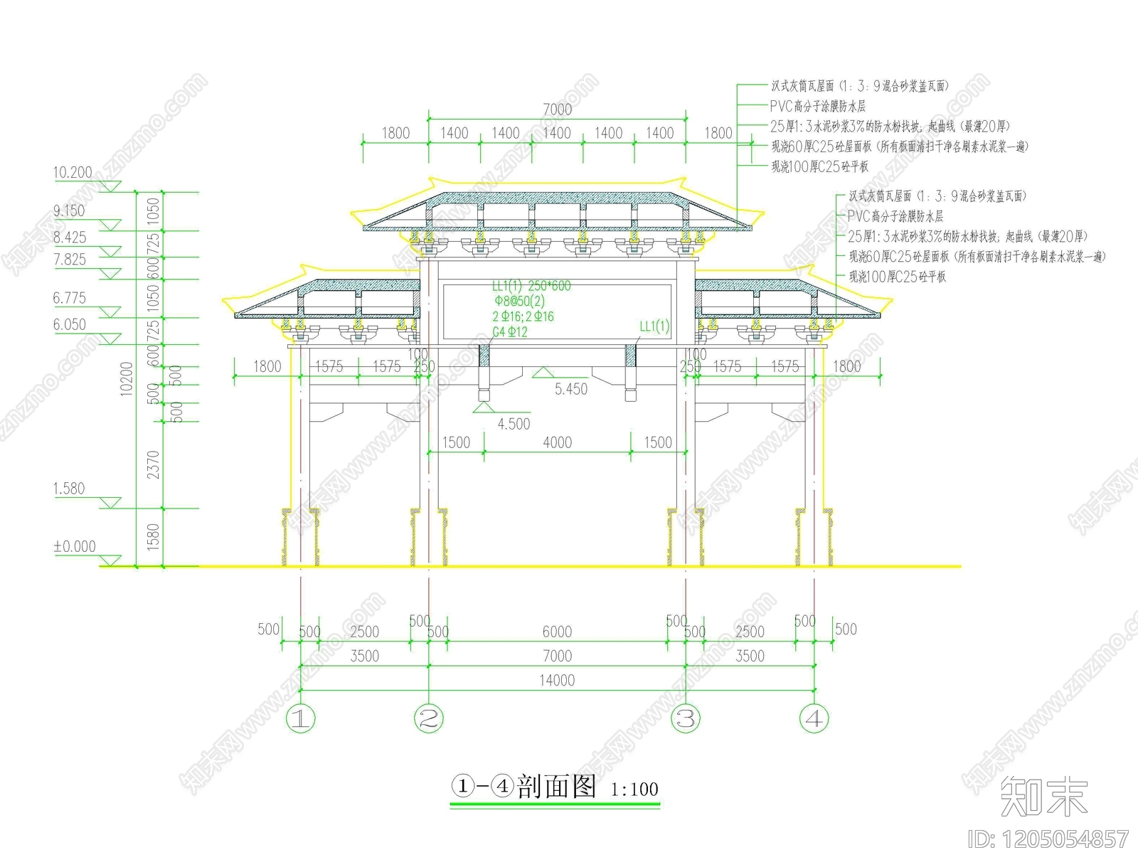 仿古建筑cad施工图下载【ID:1205054857】