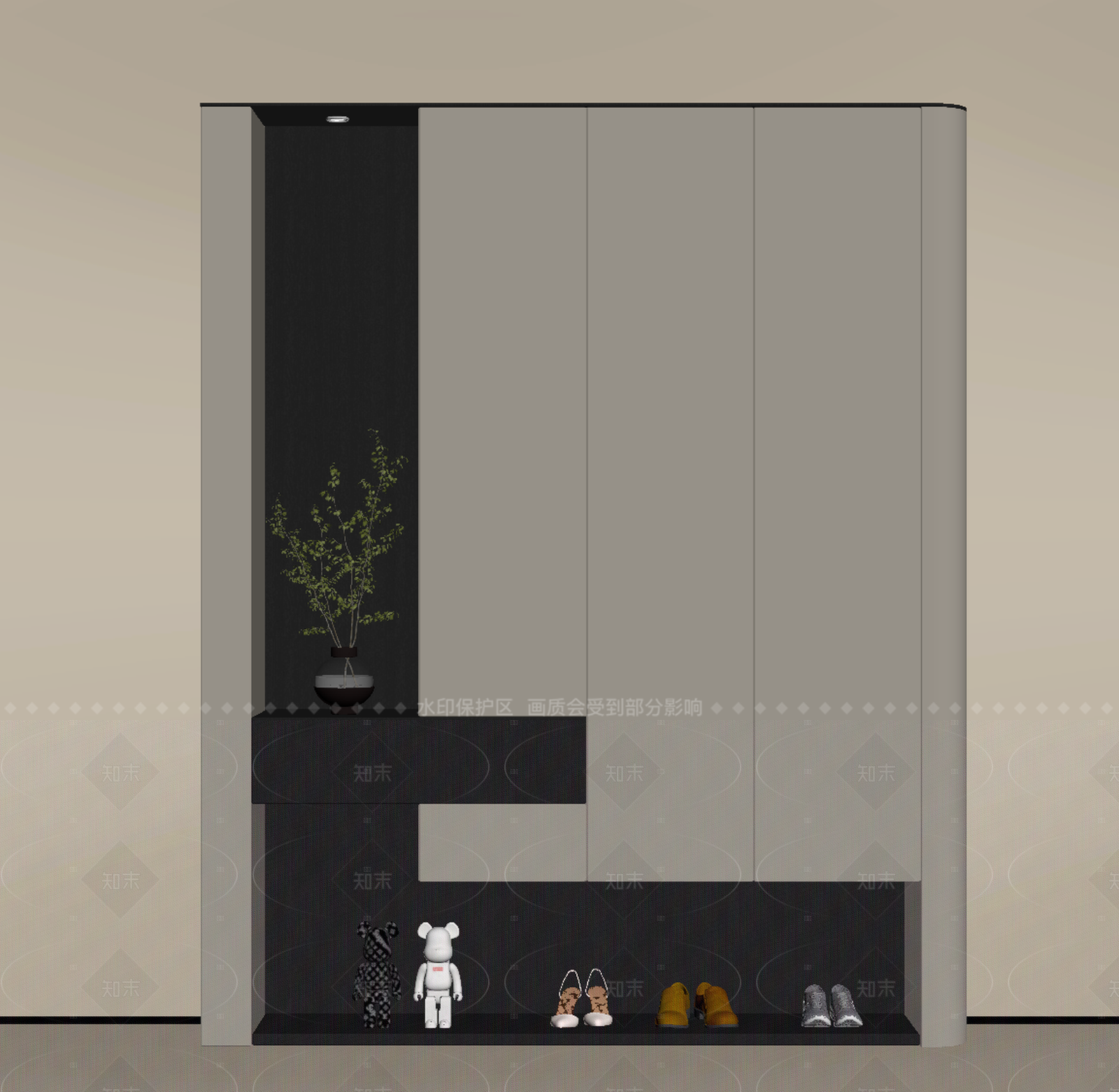 现代鞋柜SU模型下载【ID:1205055556】