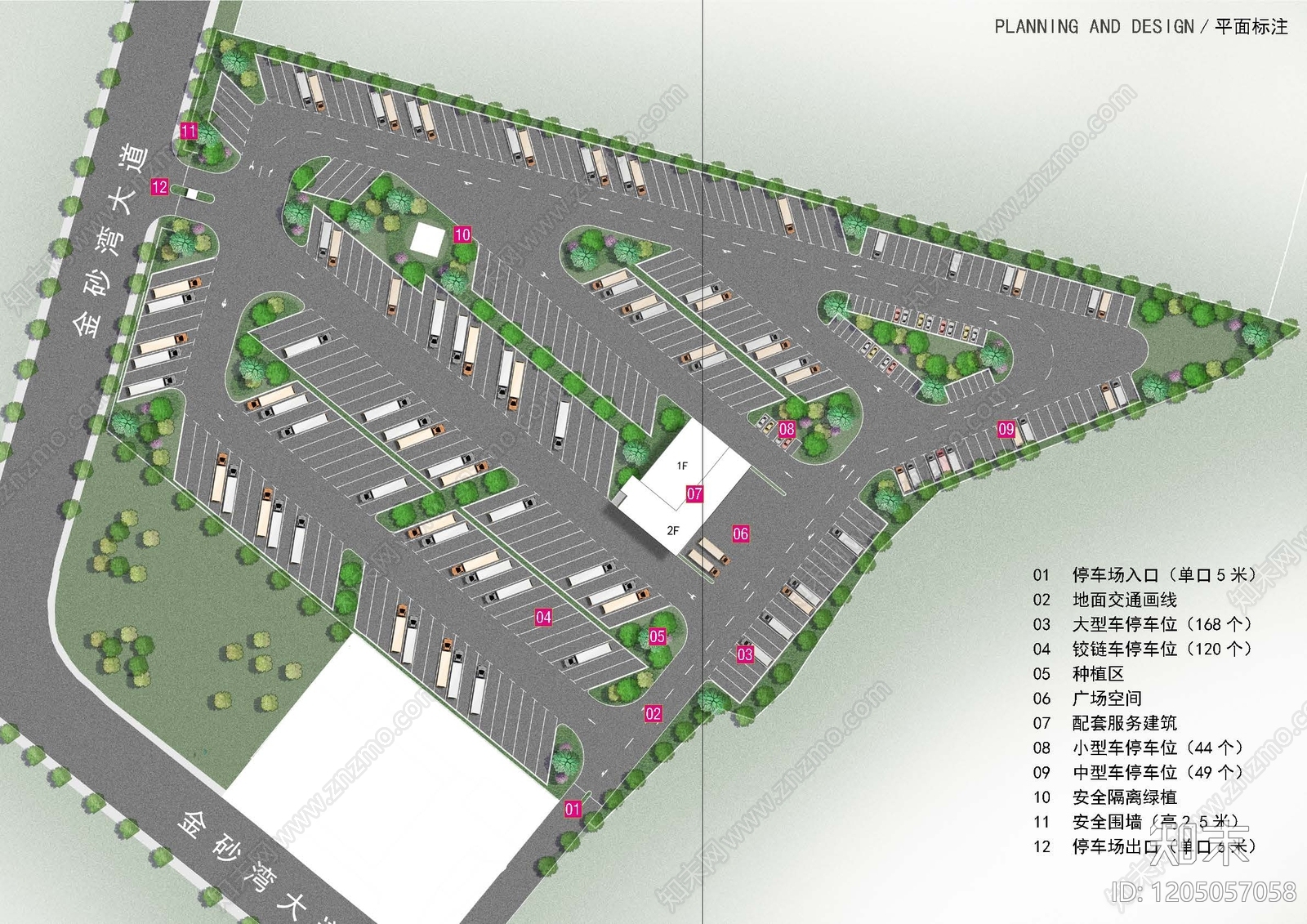 大型停车场景观施工图下载【ID:1205057058】