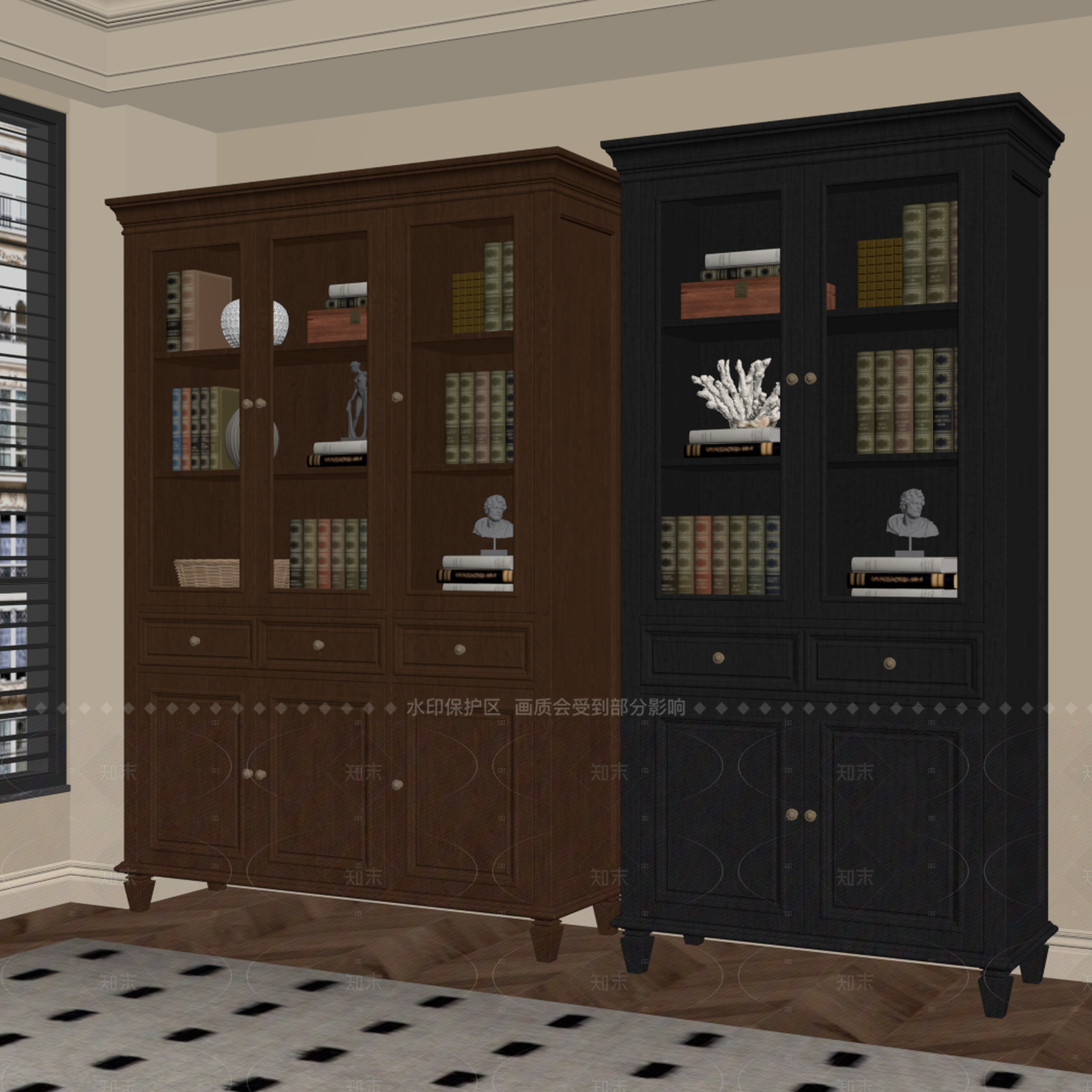 法式中古书柜SU模型下载【ID:1205057223】