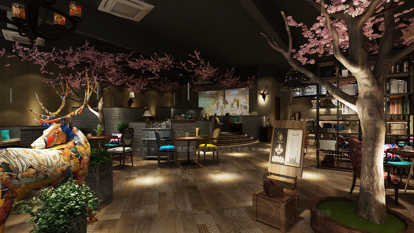 复古中古咖啡厅3D模型下载【ID:1205088146】