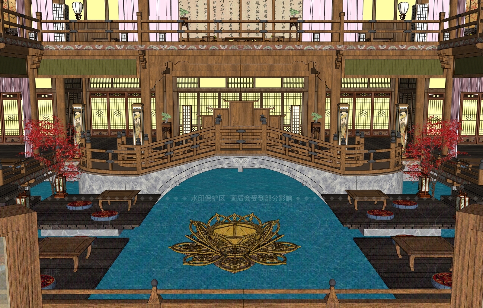中式古建筑SU模型下载【ID:1205063503】