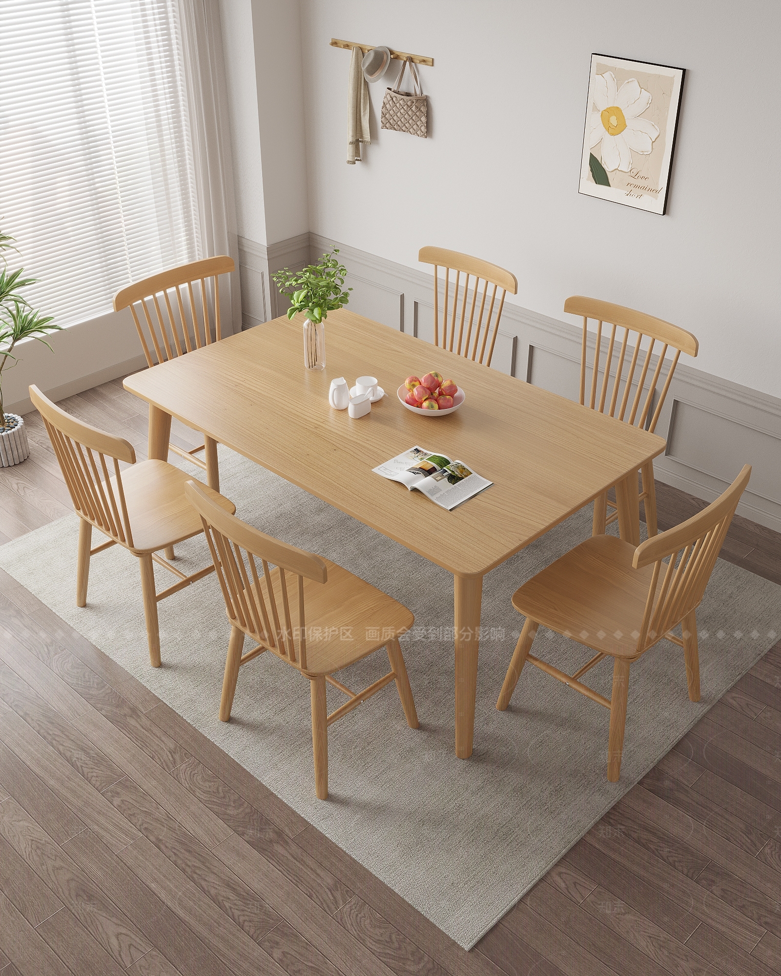 现代奶油家居餐厅3D模型下载【ID:1205065297】