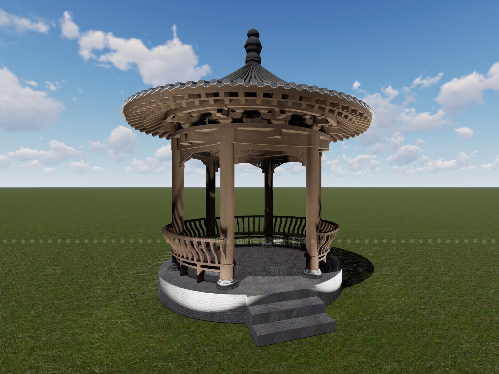 中式古建筑SU模型下载【ID:1205066356】