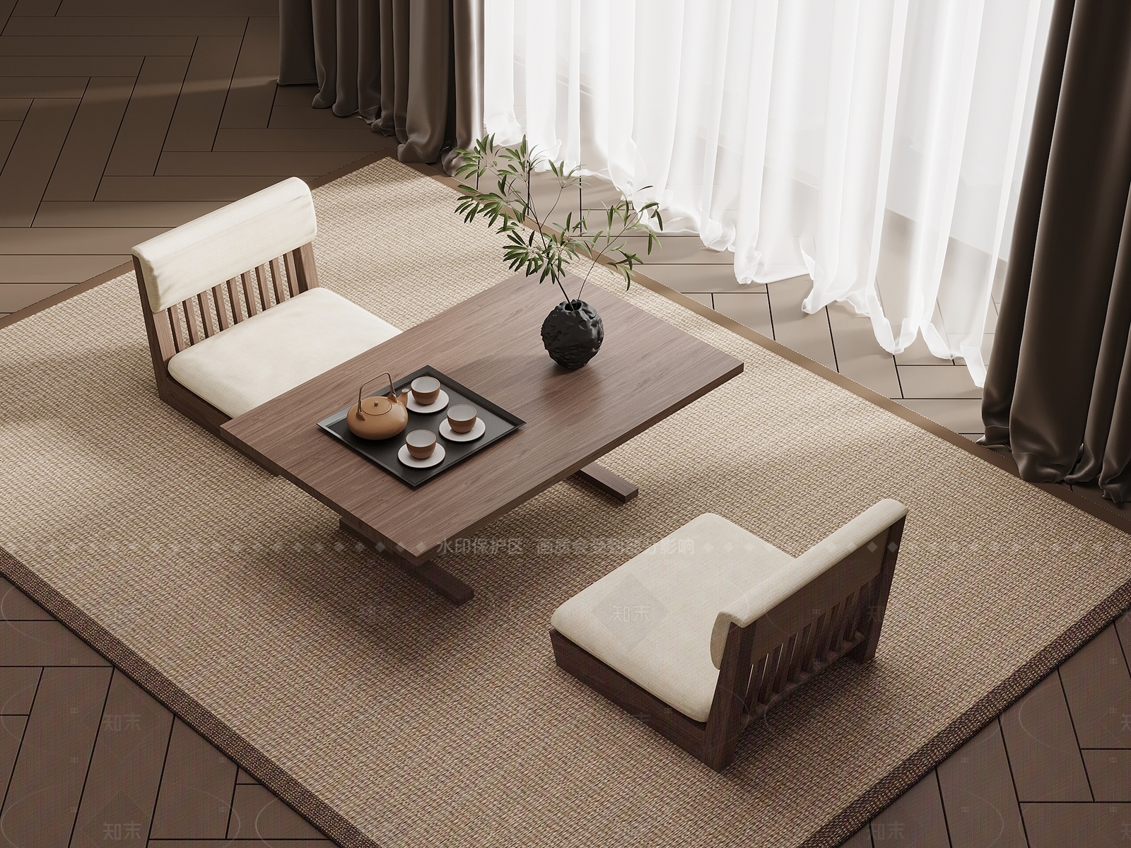 新中式茶桌椅3D模型下载【ID:1205647057】