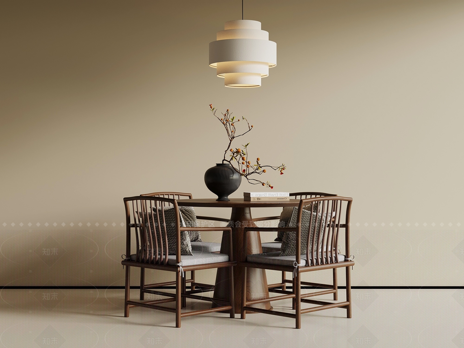 新中式餐桌椅3D模型下载【ID:1205647162】