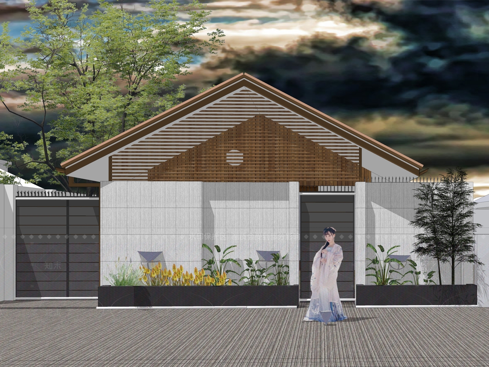 现代新中式乡村民房SU模型下载【ID:1205067357】