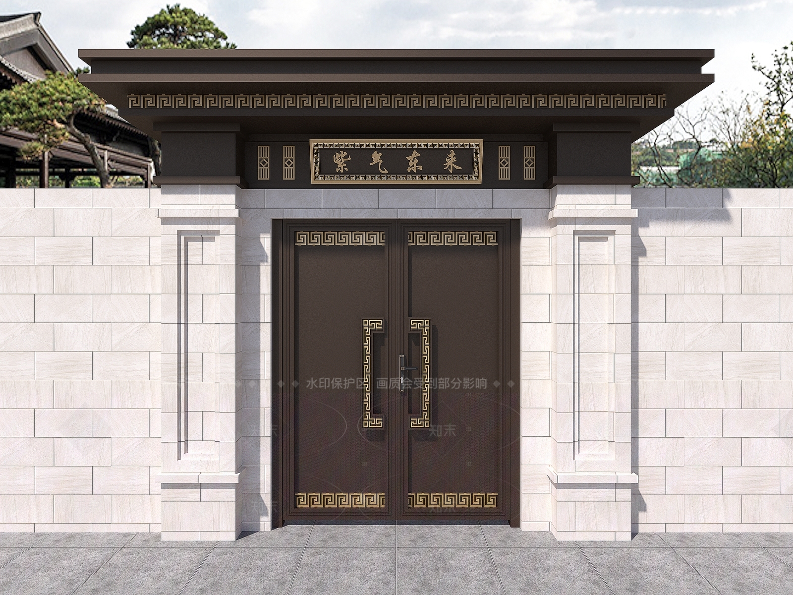 新中式中式大门3D模型下载【ID:1205067535】