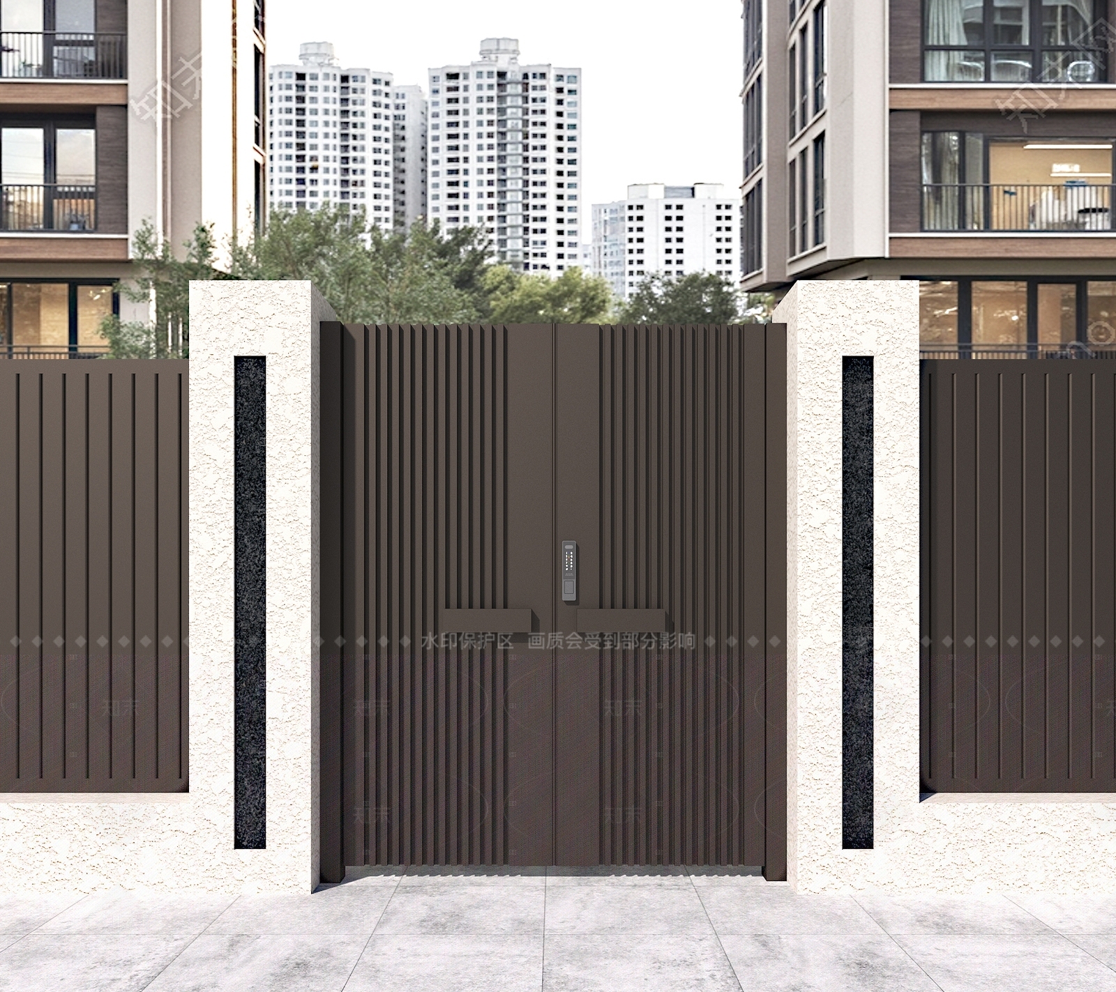 新中式现代大门3D模型下载【ID:1205068540】