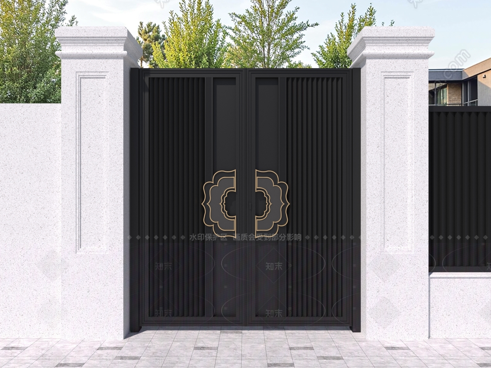 新中式中式大门3D模型下载【ID:1205068635】