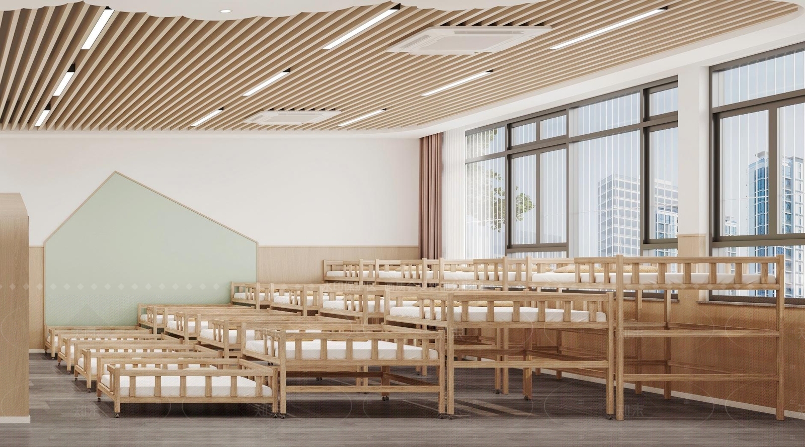 现代原木幼儿园3D模型下载【ID:1205069161】