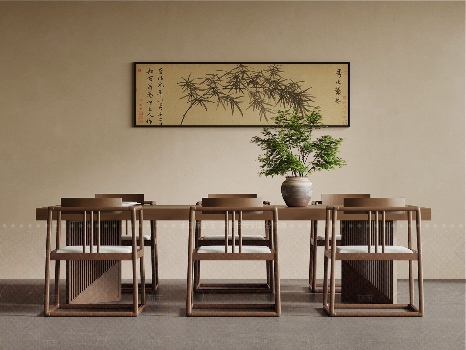 新中式餐桌椅3D模型下载【ID:1205069954】