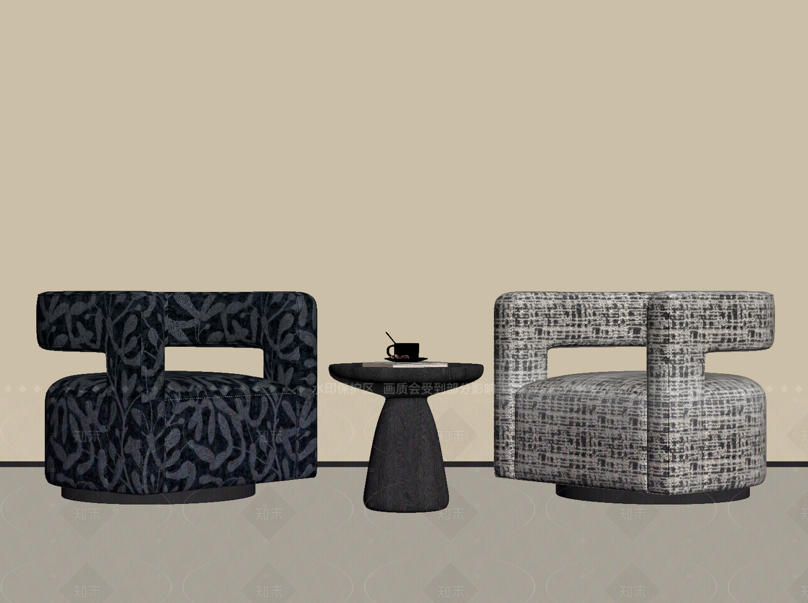 现代中古单人沙发SU模型下载【ID:1205071743】