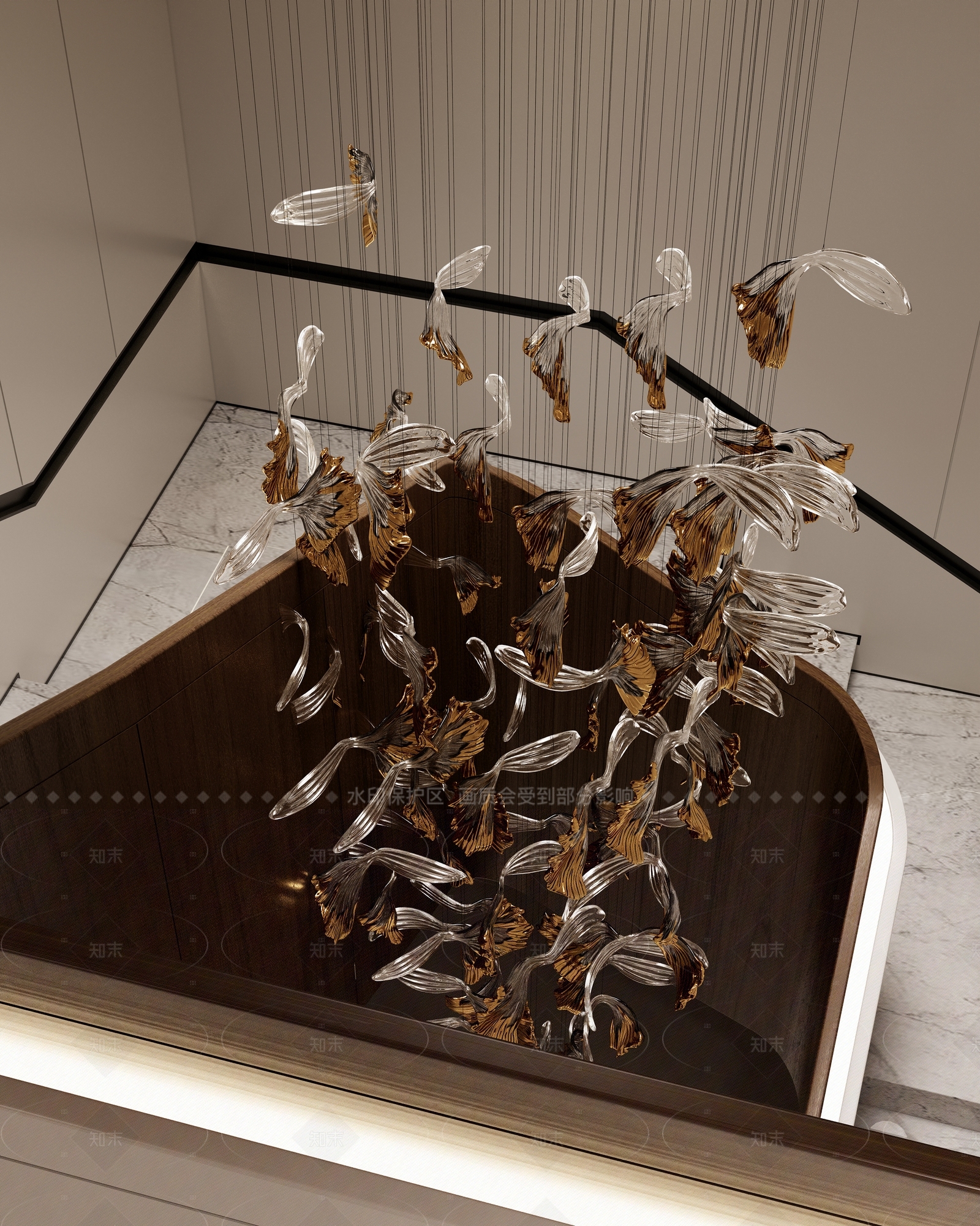 新中式楼梯吊灯3D模型下载【ID:1205072496】