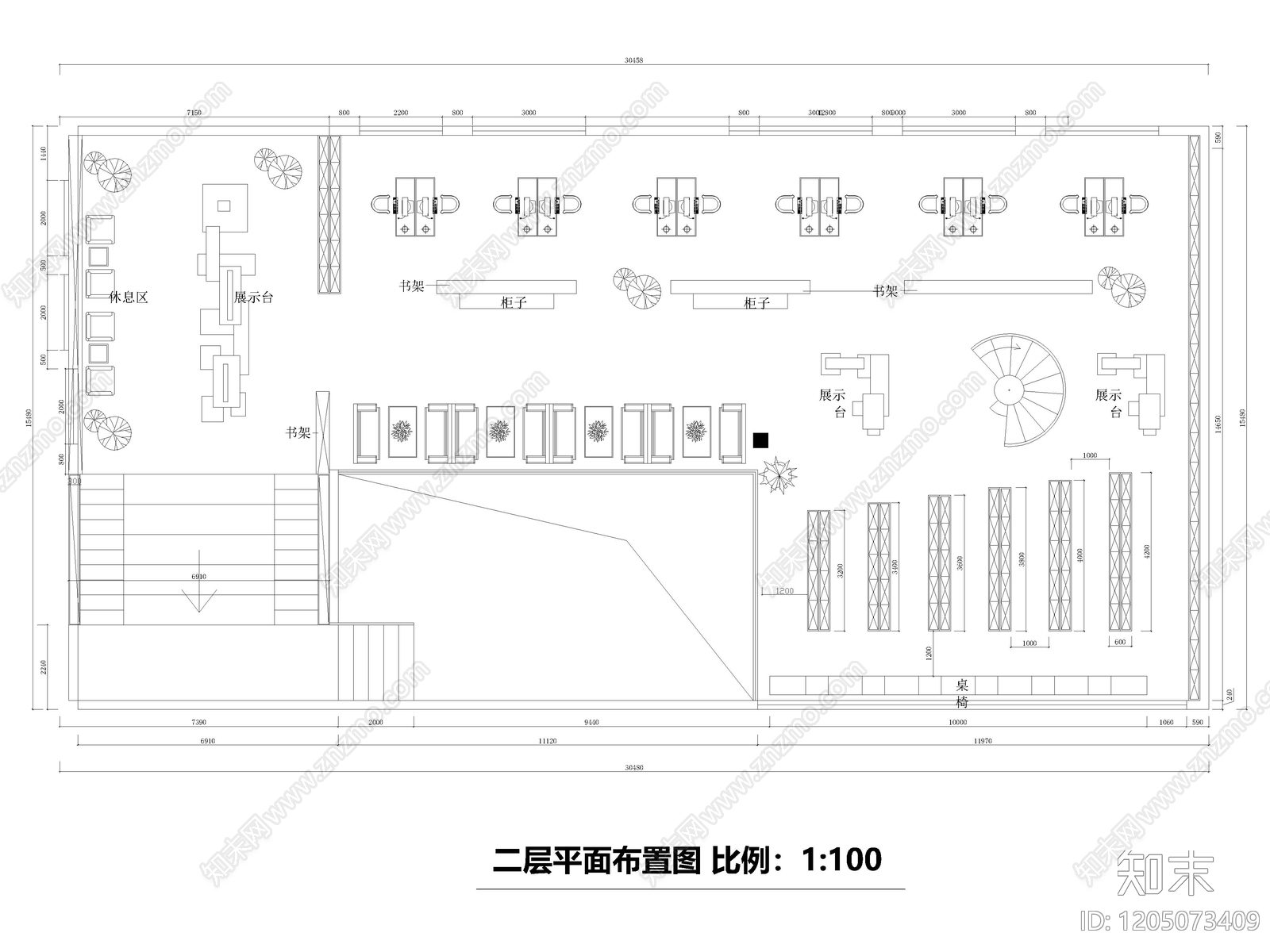 30套图书馆书吧书咖CAD施工图cad施工图下载【ID:1205073409】