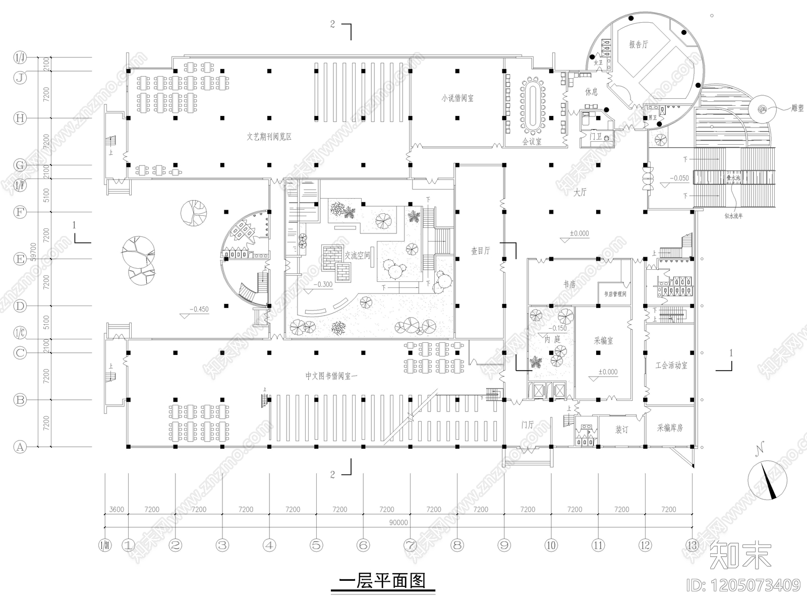 30套图书馆书吧书咖CAD施工图cad施工图下载【ID:1205073409】