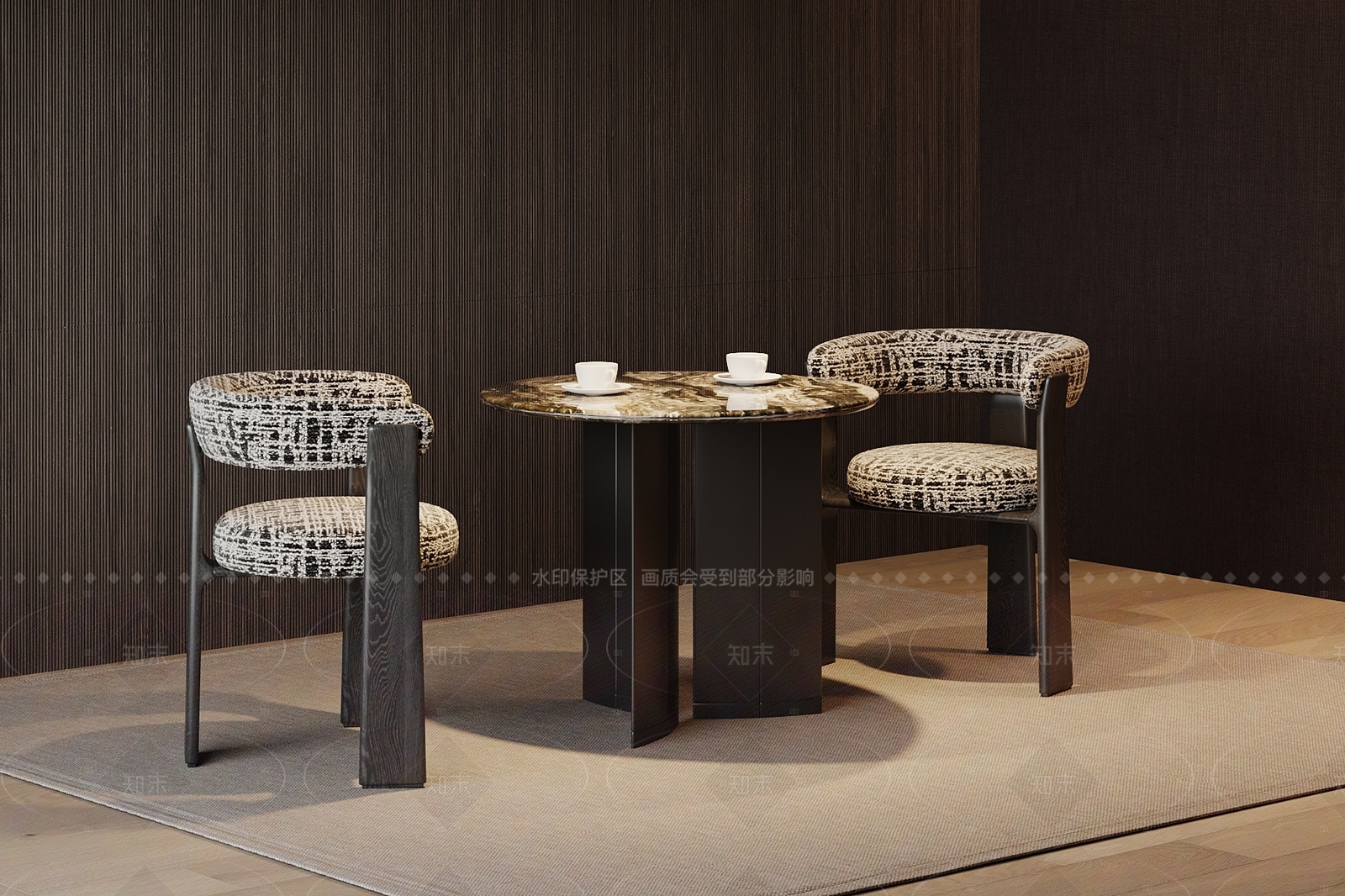 现代休闲桌椅SU模型下载【ID:1205073997】