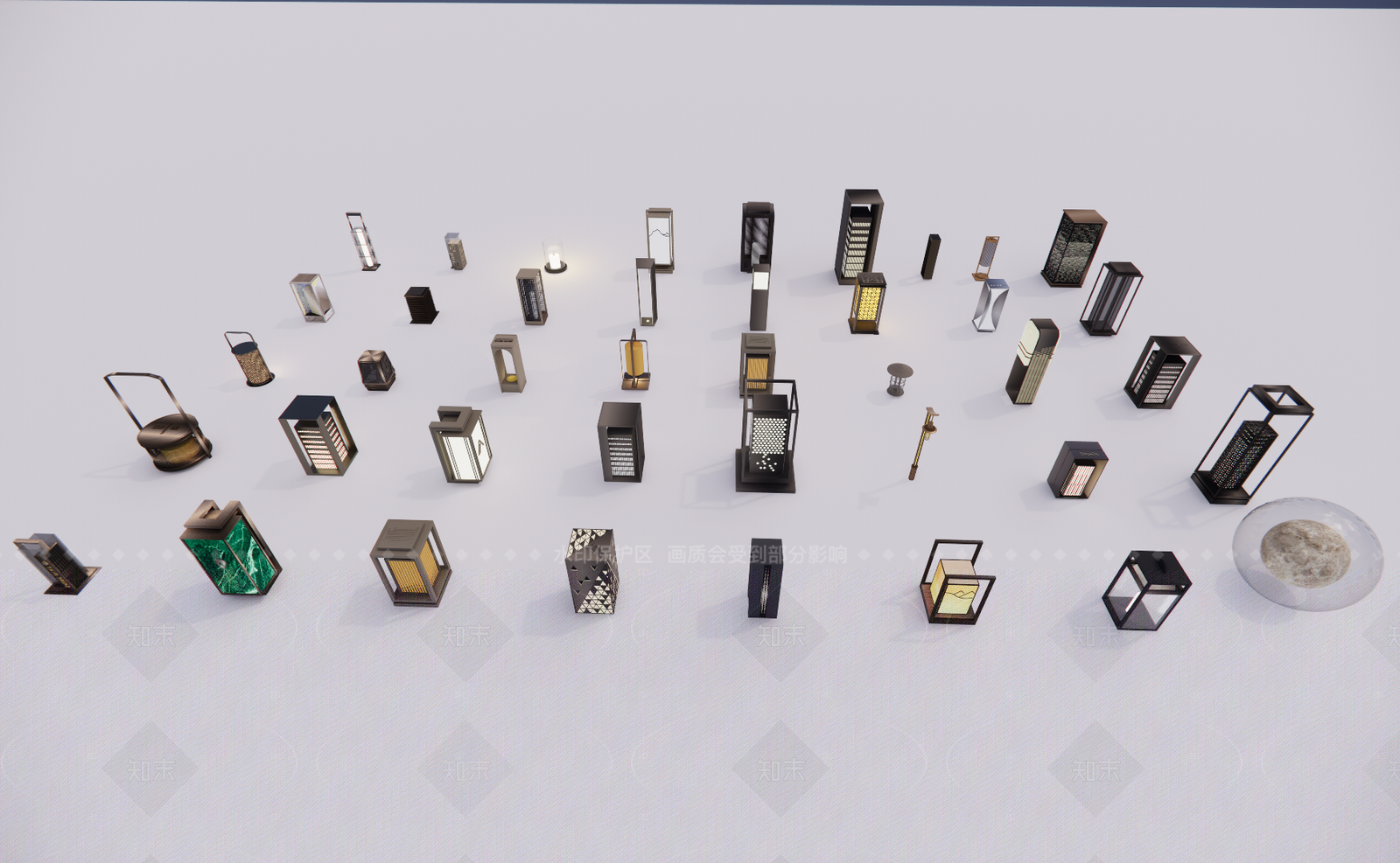 现代轻奢草坪灯SU模型下载【ID:1205083377】