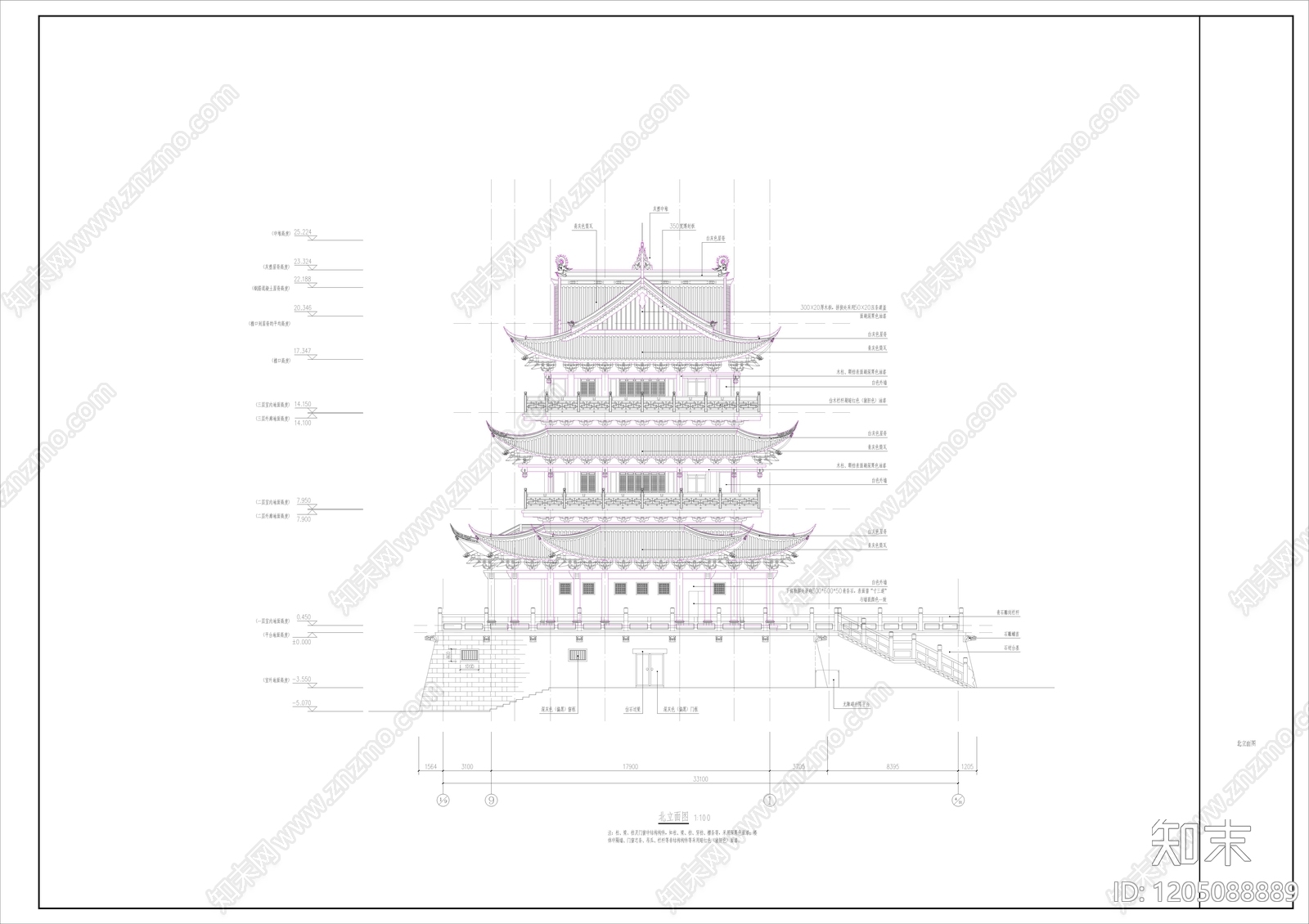 仿古建筑施工图下载【ID:1205088889】