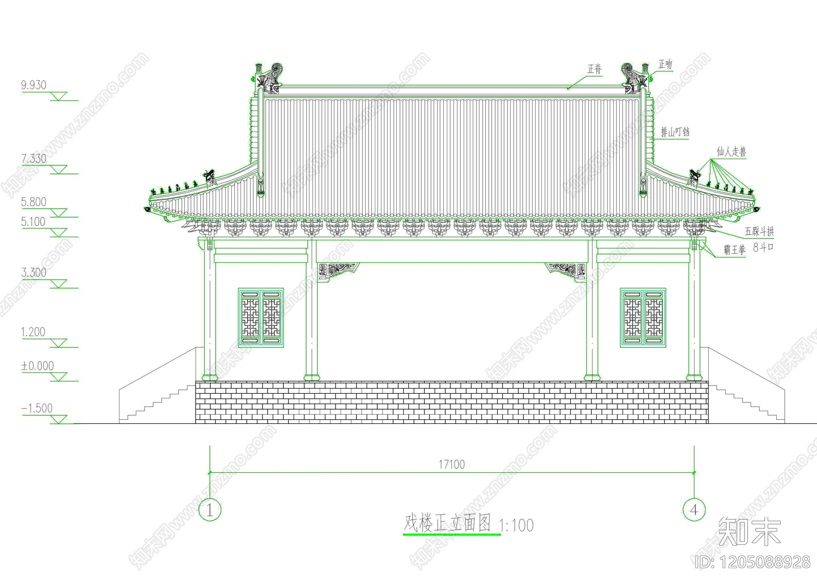 仿古建筑施工图下载【ID:1205088928】