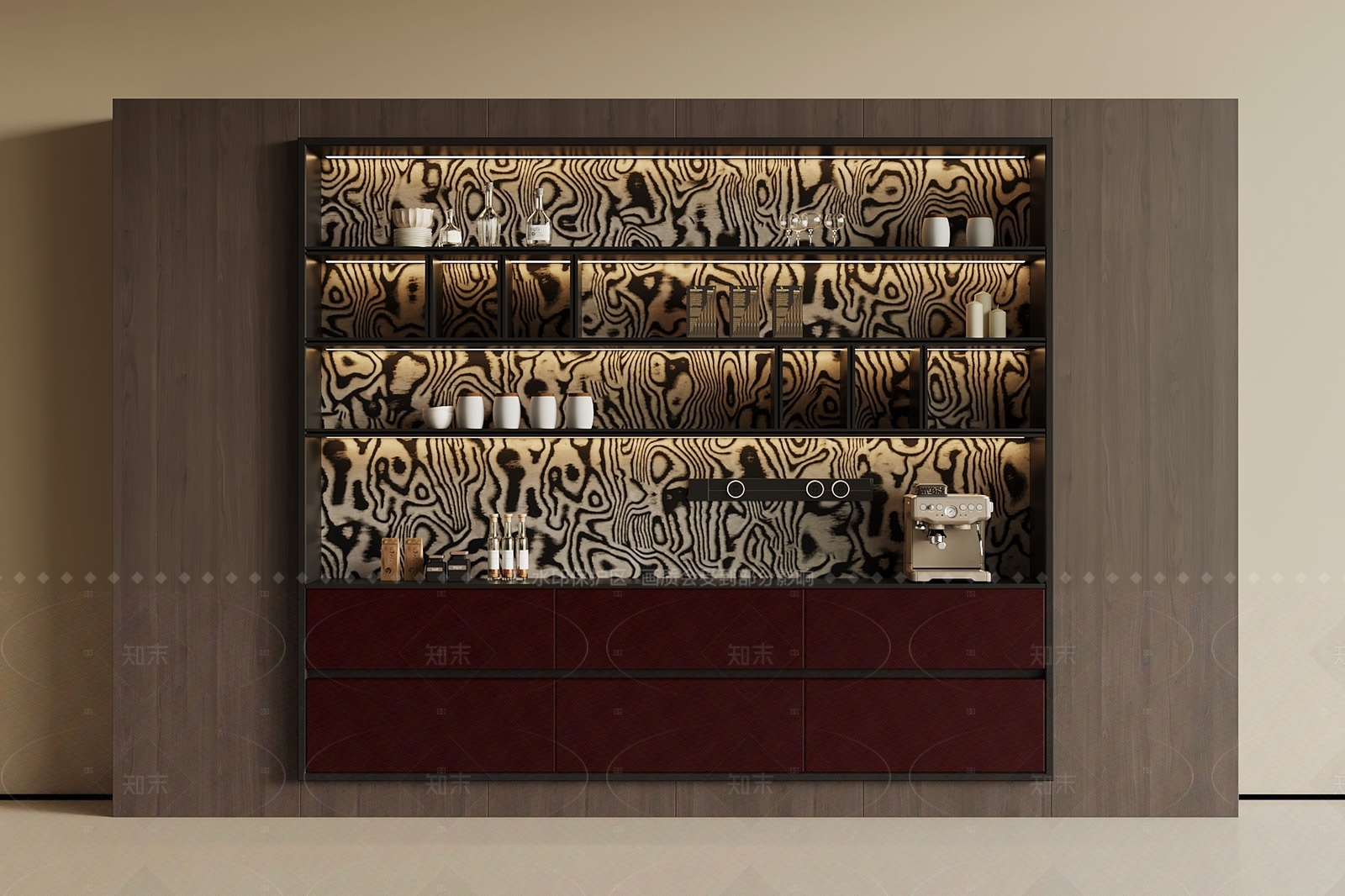 现代意式酒柜3D模型下载【ID:1205089862】