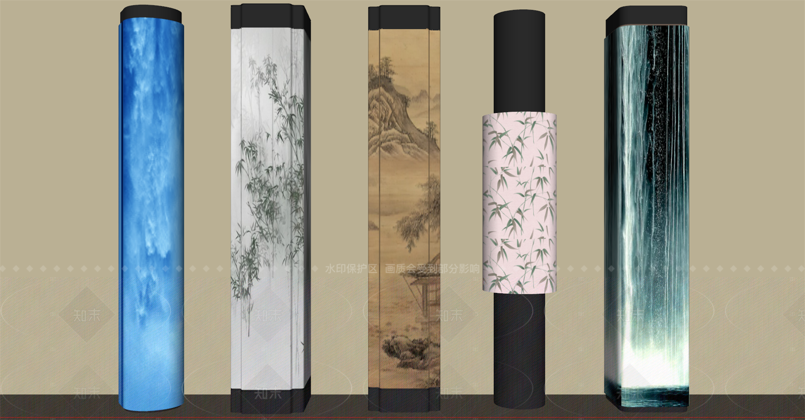现代柱子SU模型草图