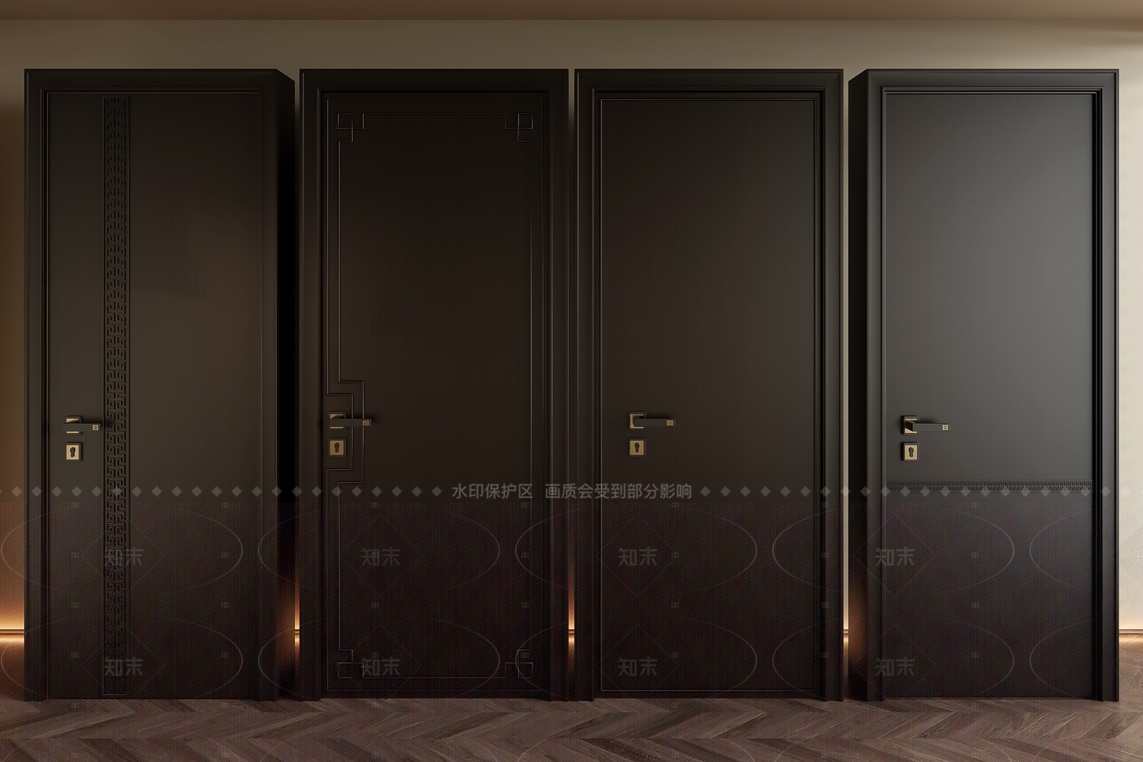 新中式单开门3D模型下载【ID:1205090986】