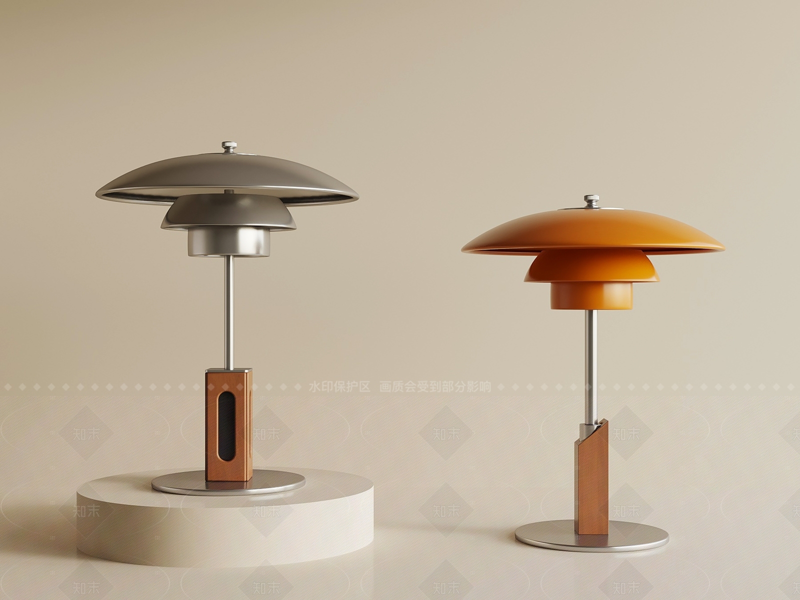 现代中古台灯3D模型下载【ID:1205093563】