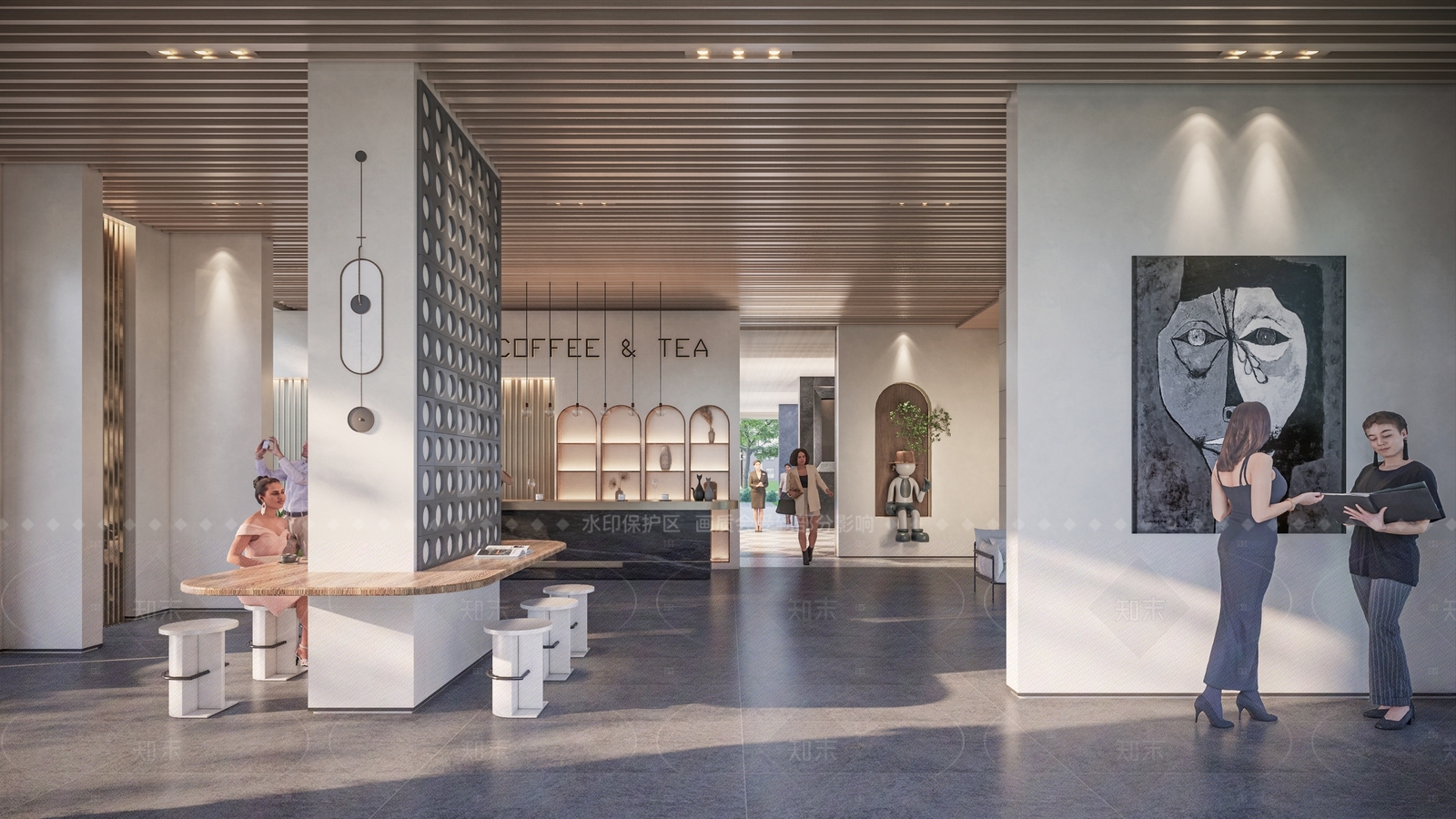 现代奶油住宅区景观SU模型下载【ID:1205094558】