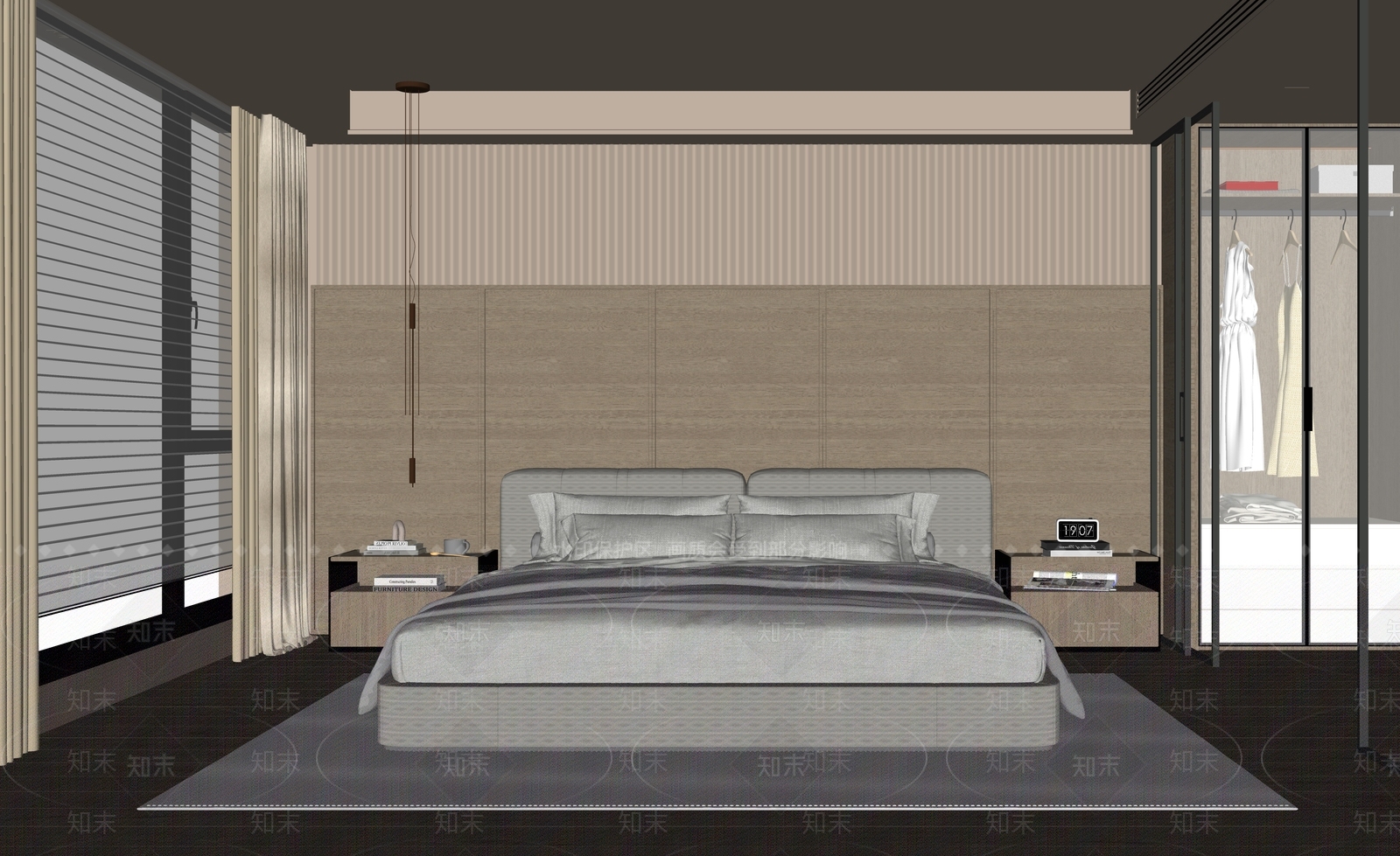 现代家居卧室SU模型下载【ID:1205095410】