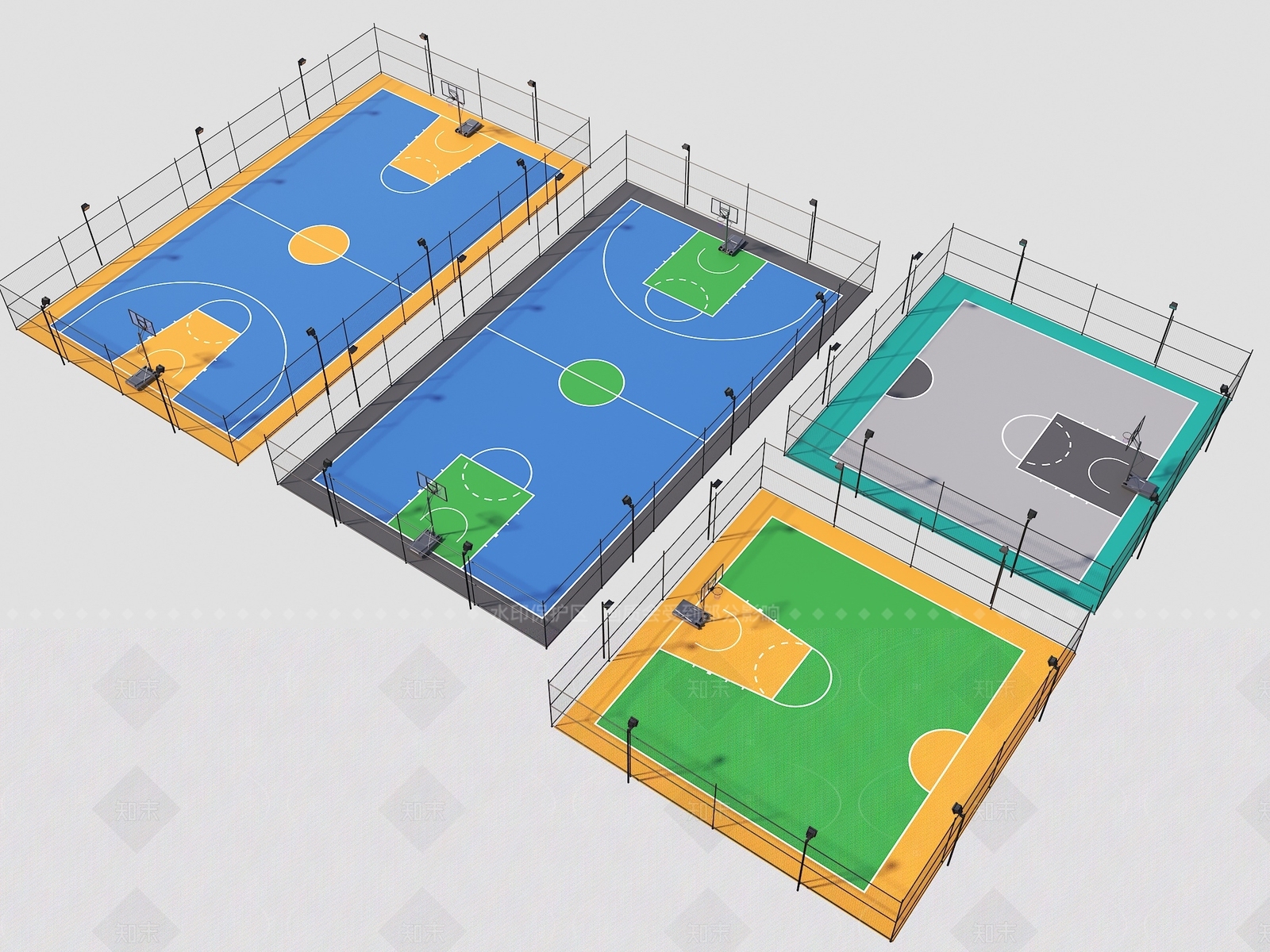 现代篮球场3D模型下载【ID:1205097035】