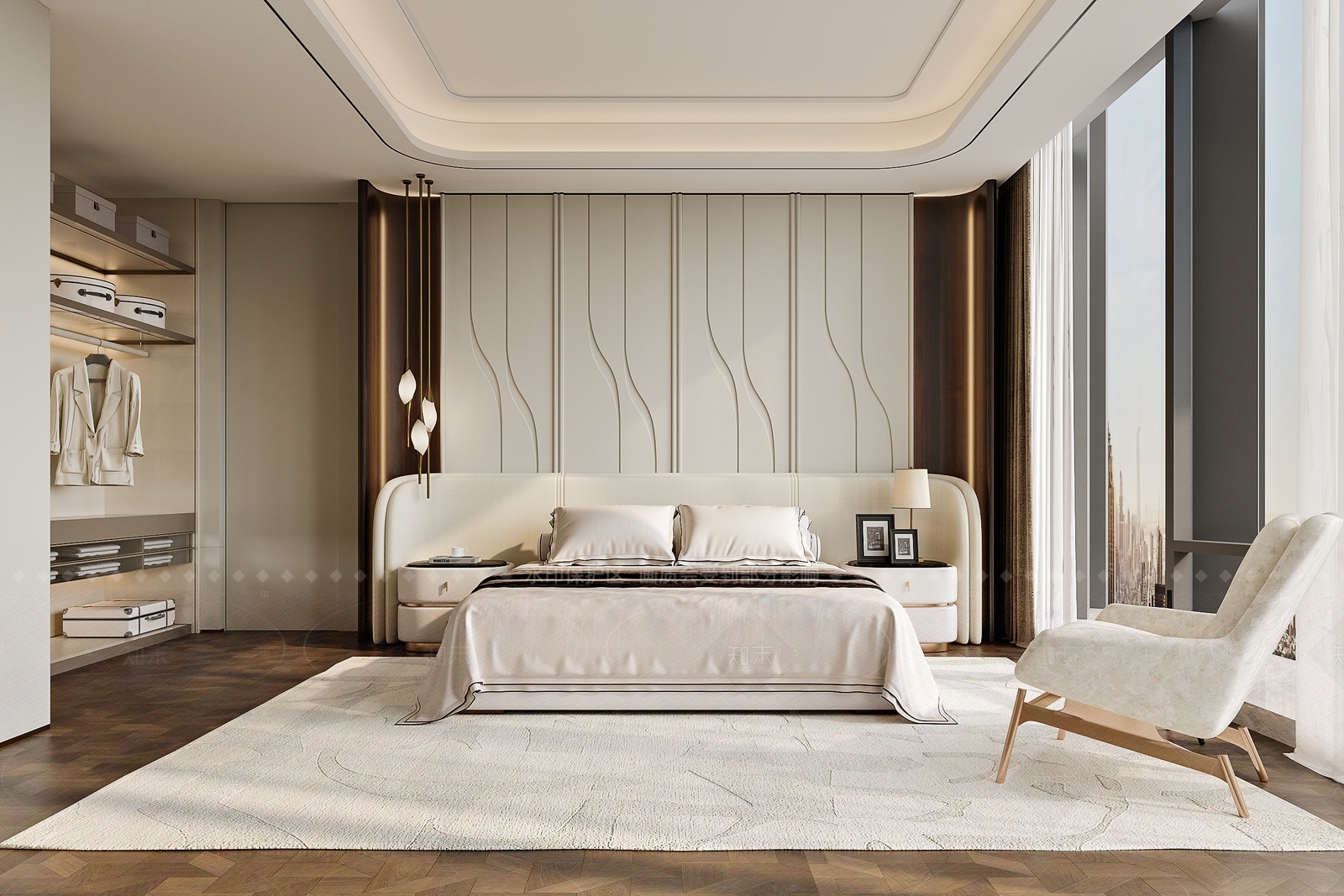 轻奢复古家居卧室3D模型下载【ID:1205099874】