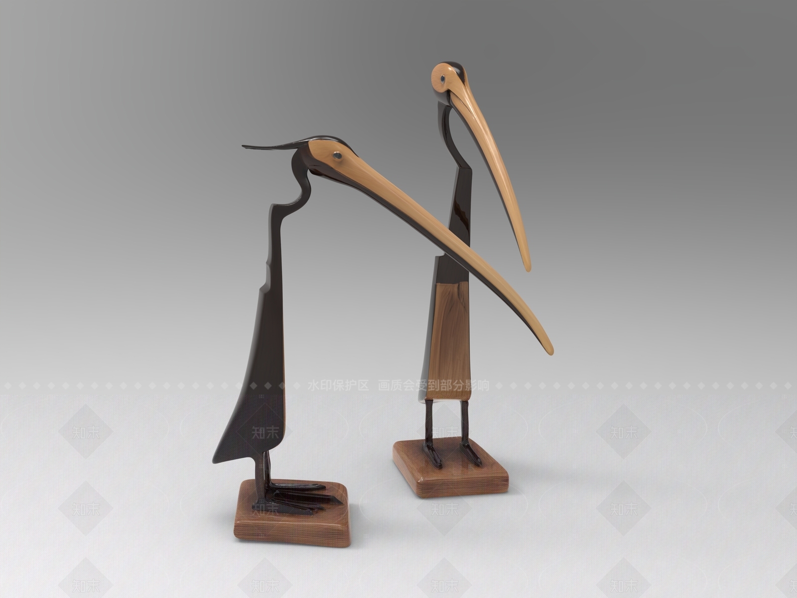 轻奢原木雕塑摆件SU模型下载【ID:1205099964】