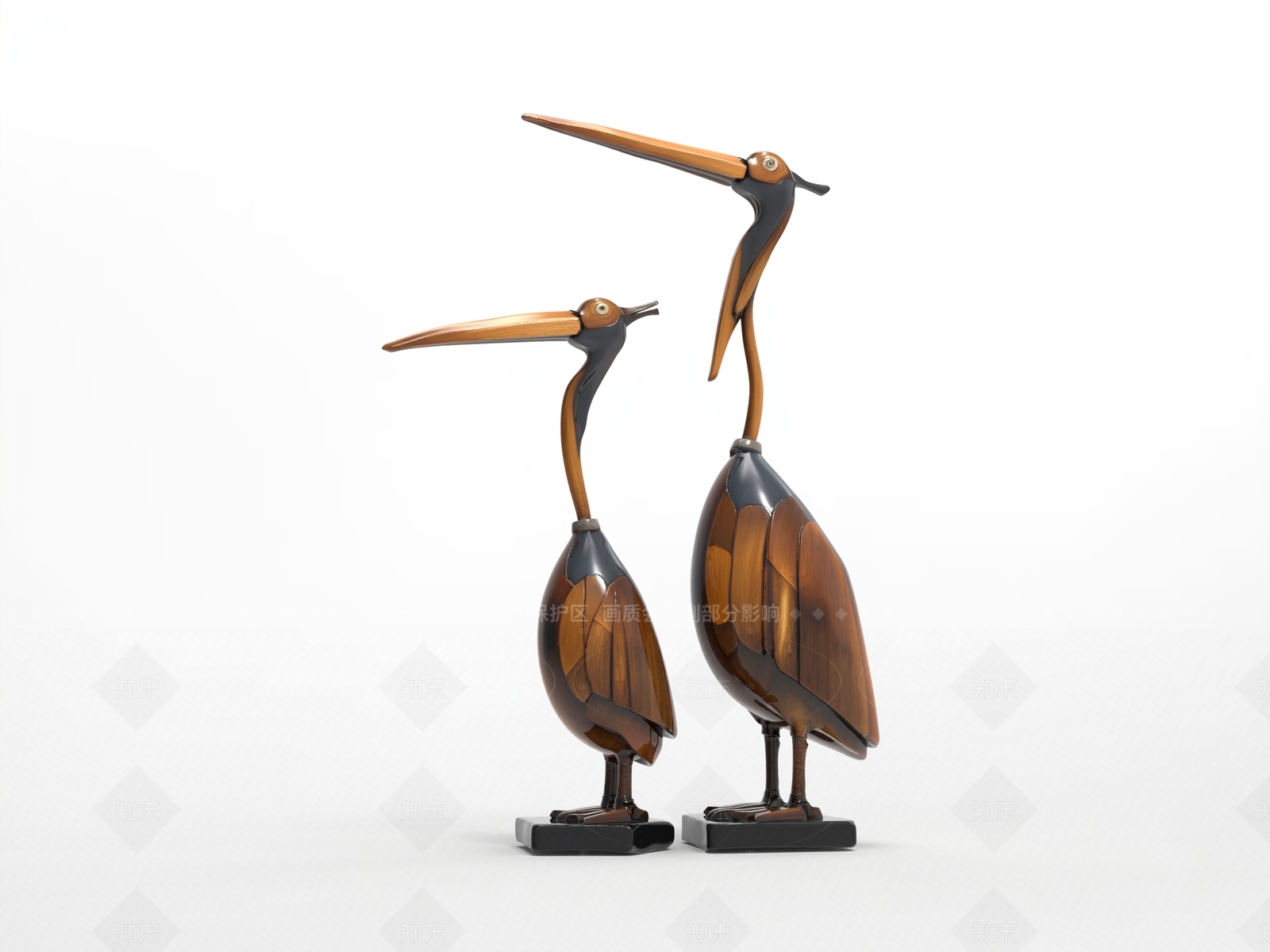 轻奢原木雕塑摆件SU模型下载【ID:1205101395】