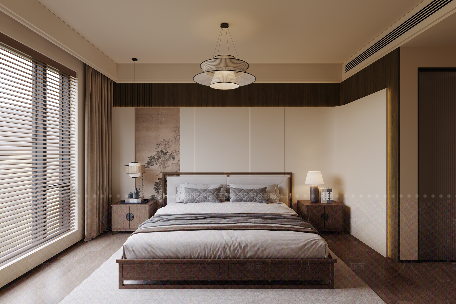新中式禅意家居卧室3D模型下载【ID:1205101316】