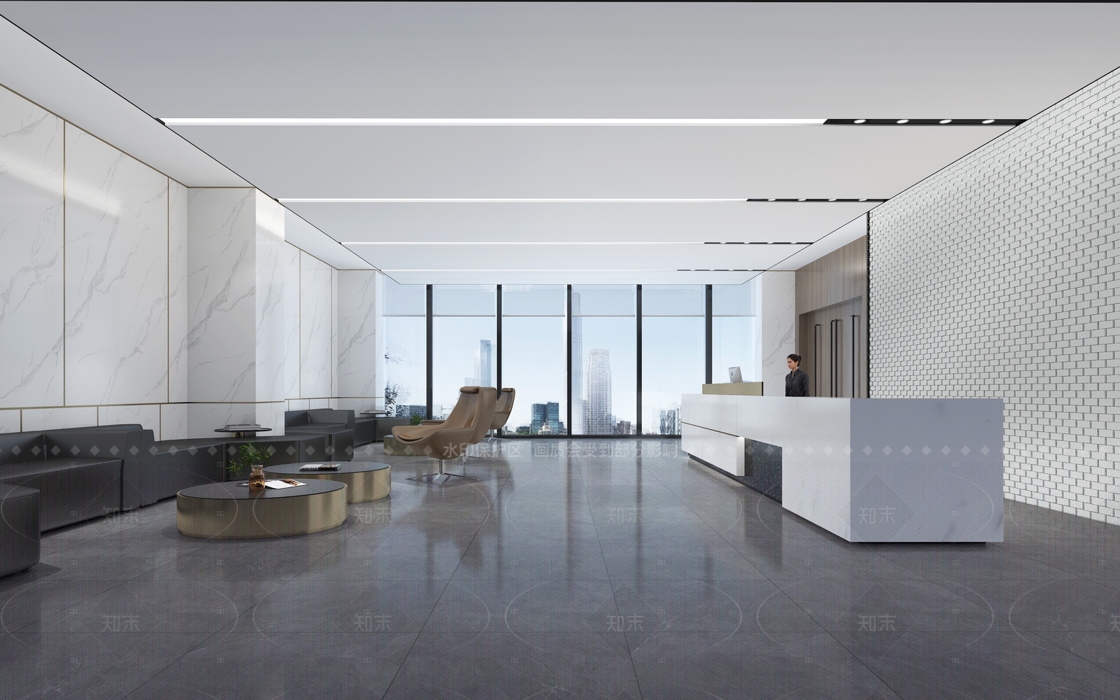 现代办公大厅3D模型下载【ID:1205102379】