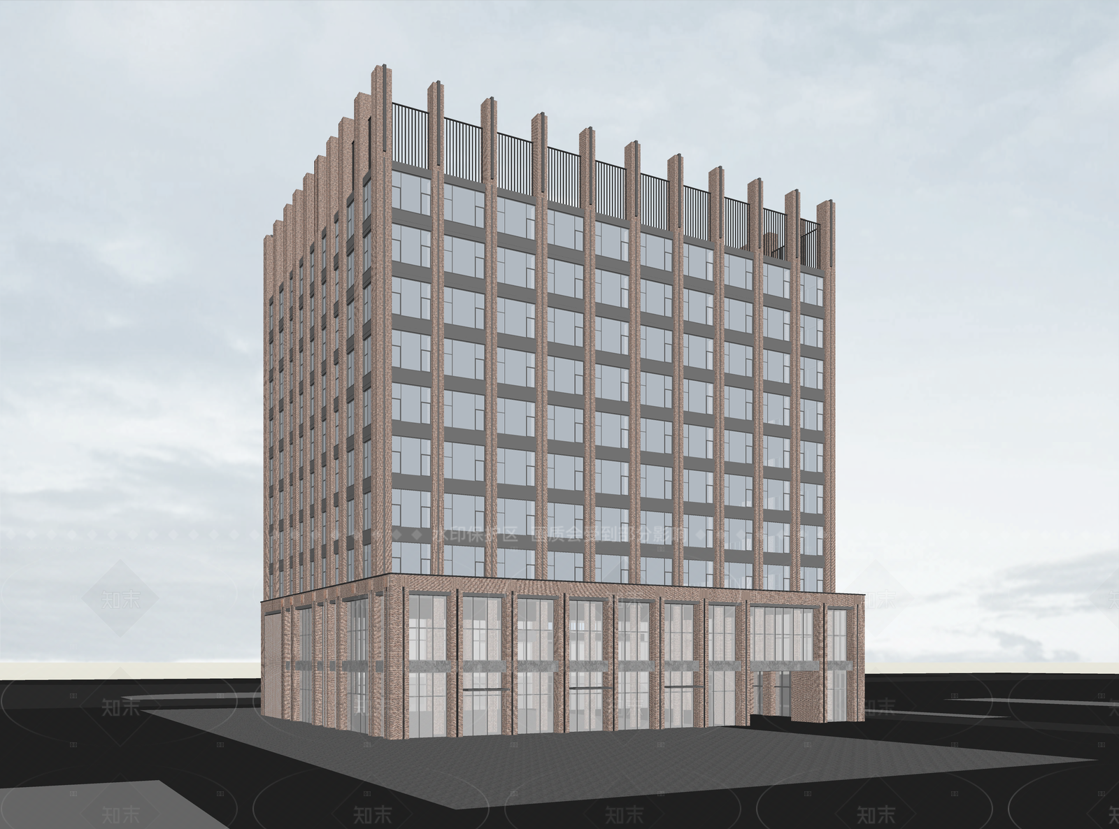 现代酒店建筑SU模型下载【ID:1205102904】