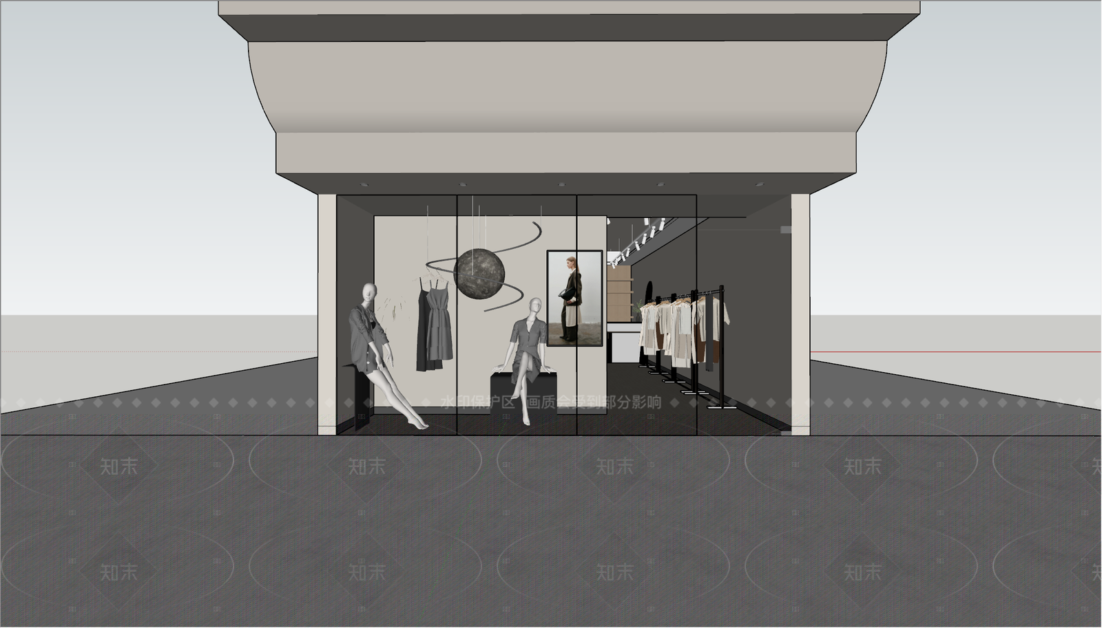 现代原木服装店SU模型下载【ID:1205106580】