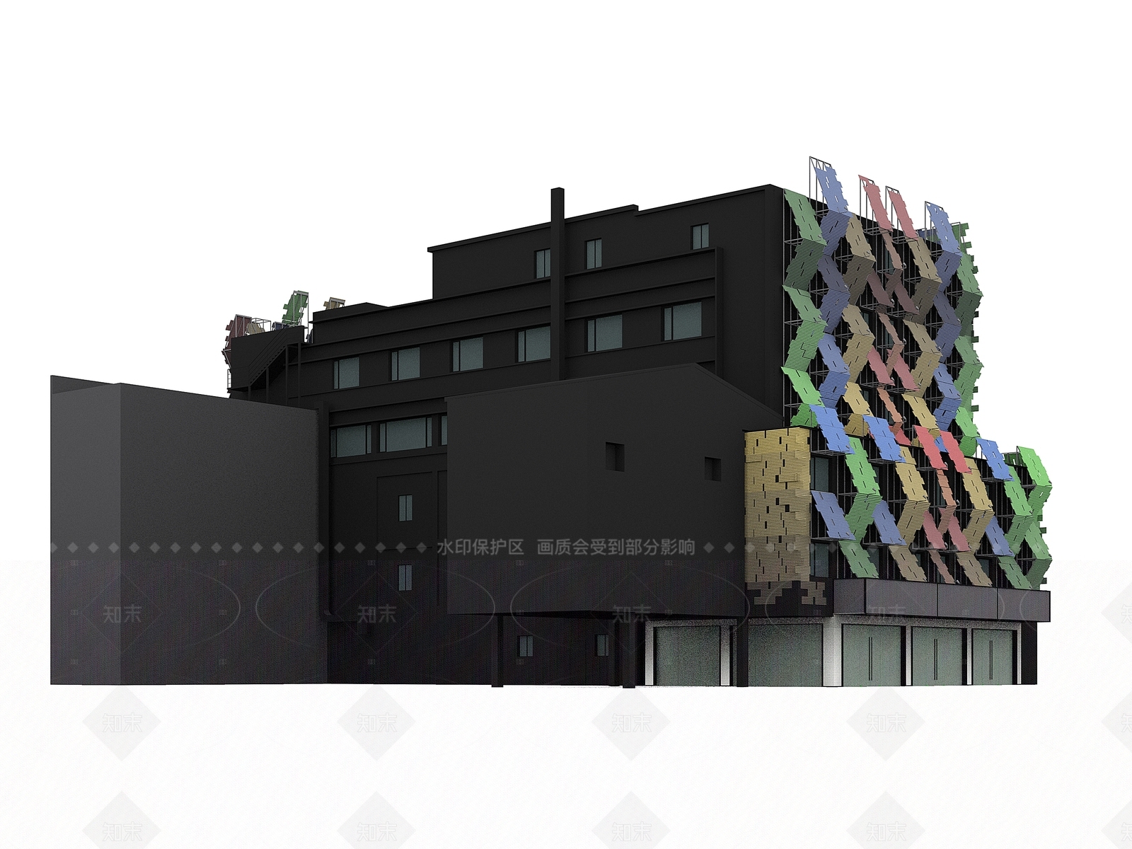 现代工业艺术风格建筑3D模型下载【ID:1205105998】