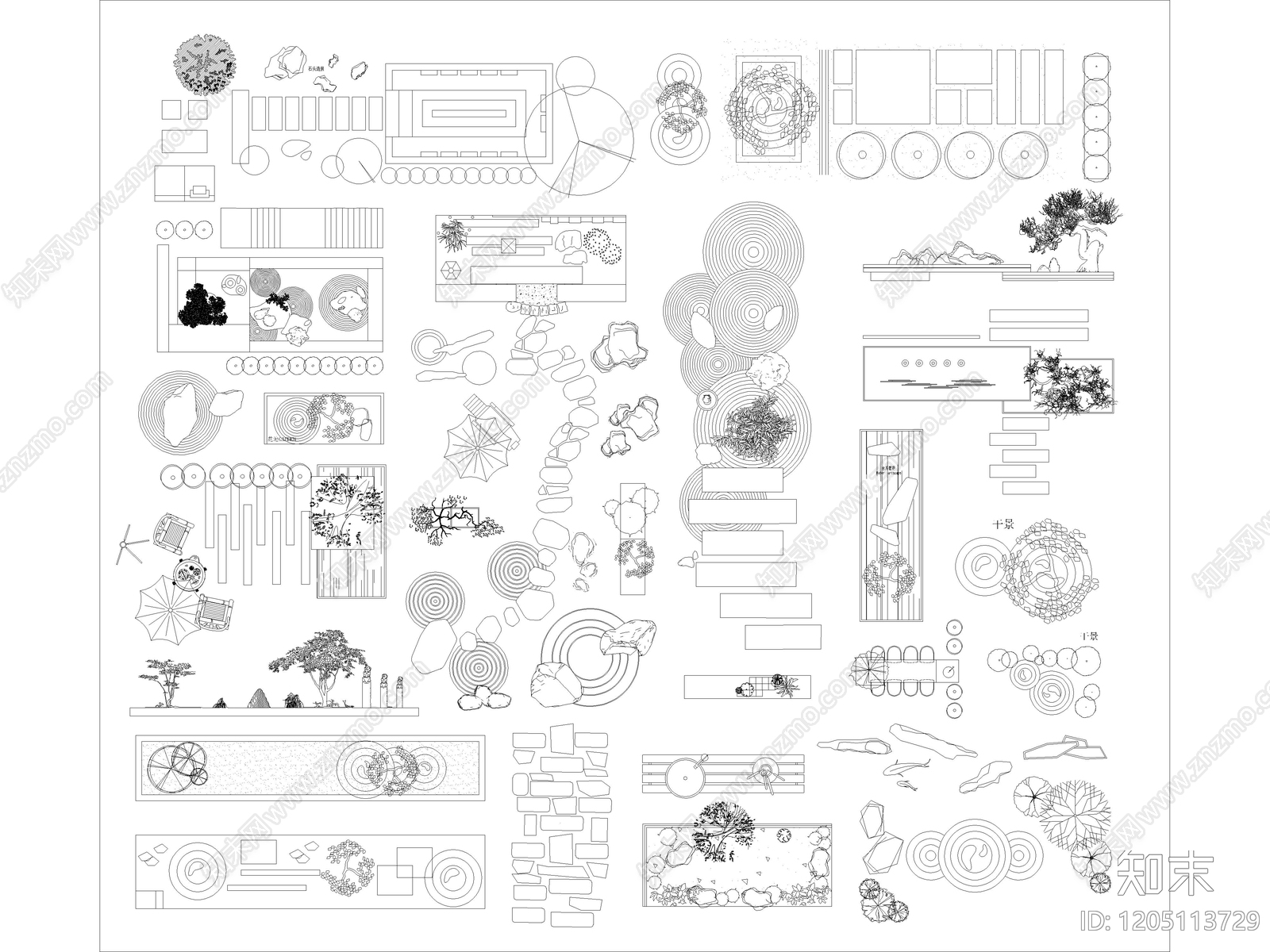 现代假山水景图库施工图下载【ID:1205113729】