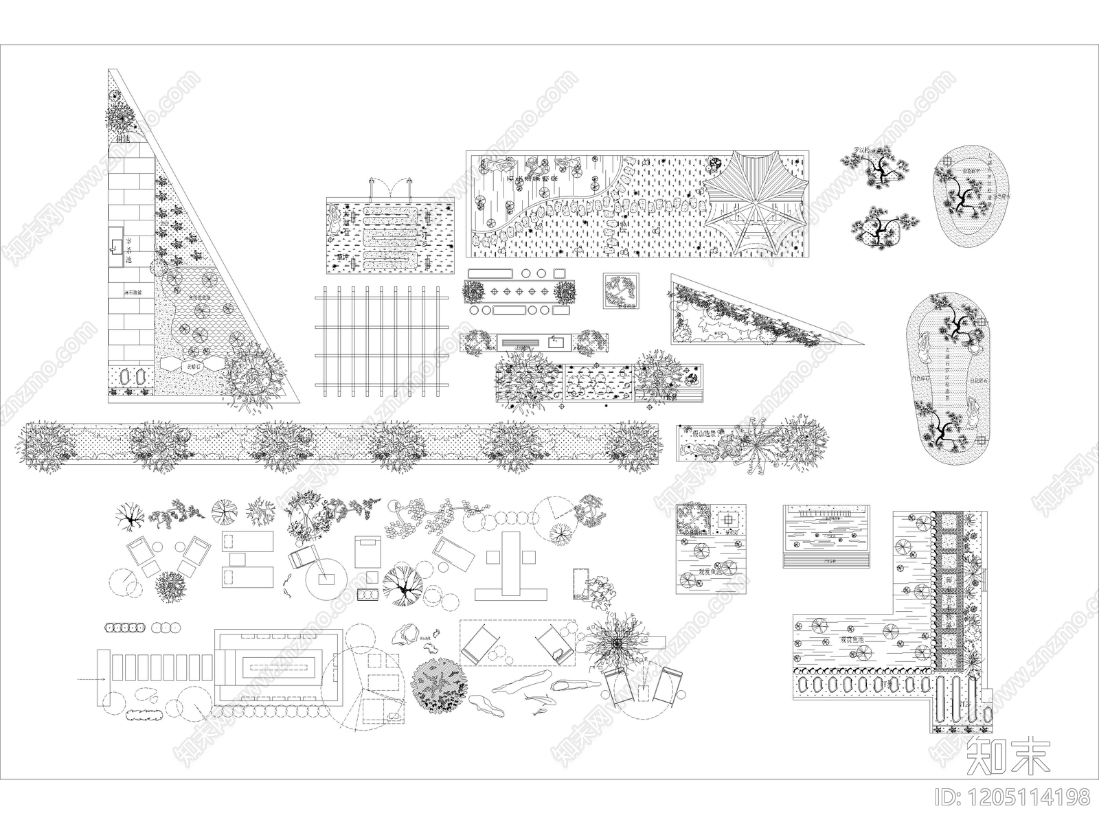 现代假山水景图库施工图下载【ID:1205114198】