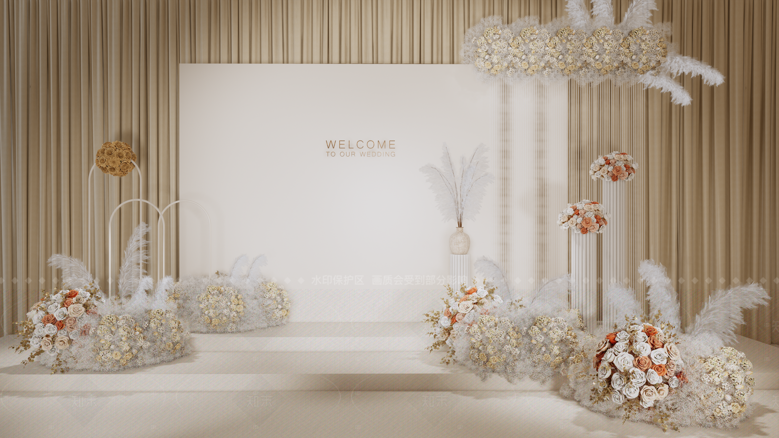 现代法式宴会厅SU模型下载【ID:1205115262】