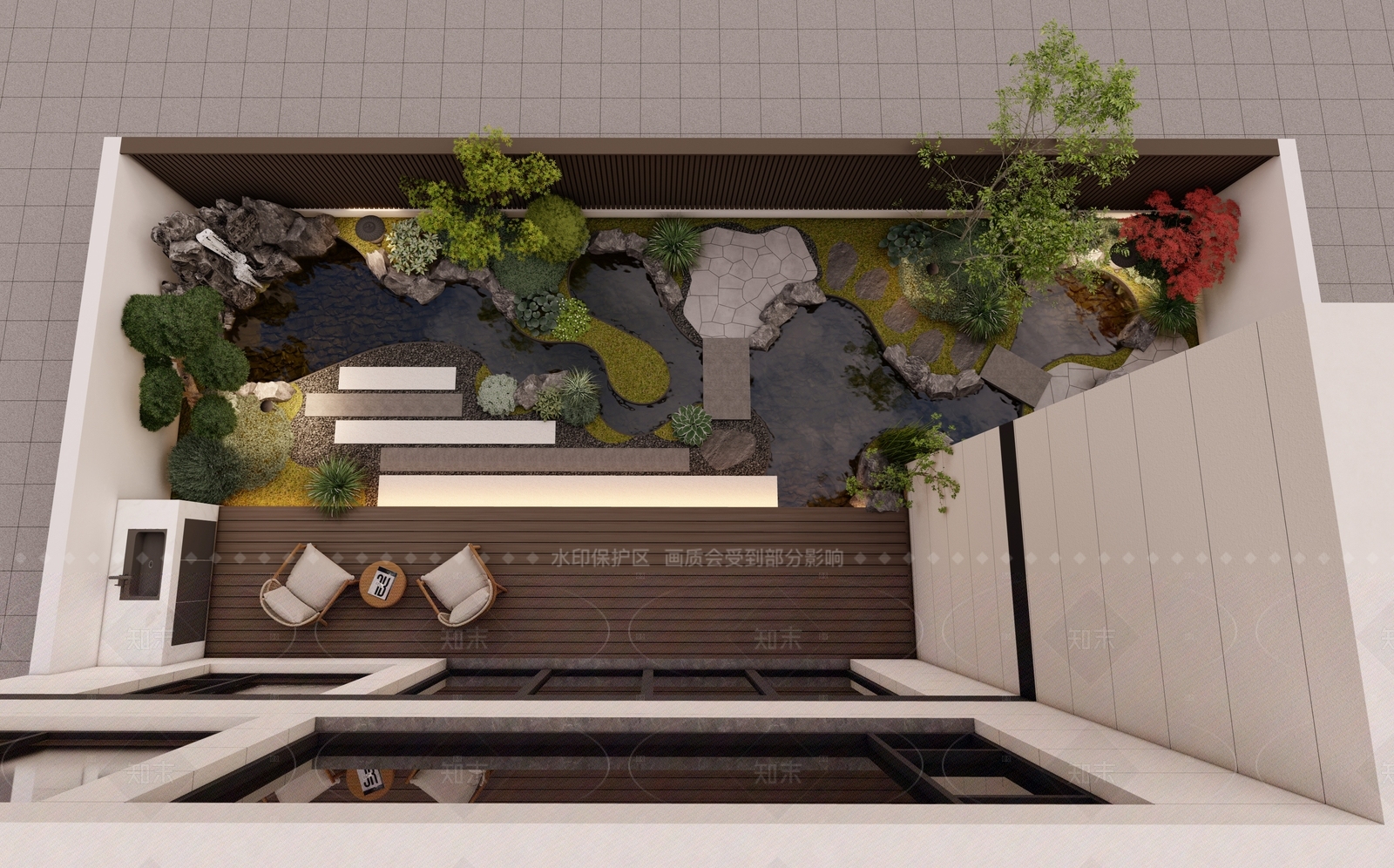 日式简约别墅庭院SU模型下载【ID:1205117703】